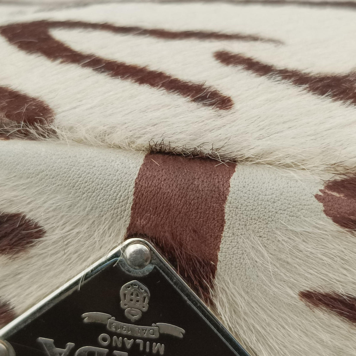 Secondhand Prada AnimalierZebra Print Brown×White Pony Hair  handbag | stylenewstar
