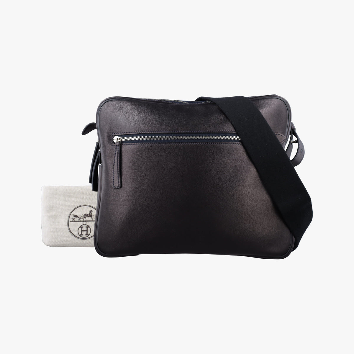 Pre-owned Hermes Hebdo Reporter Brown Evergrain Leather  shoulderbag | stylenewstar