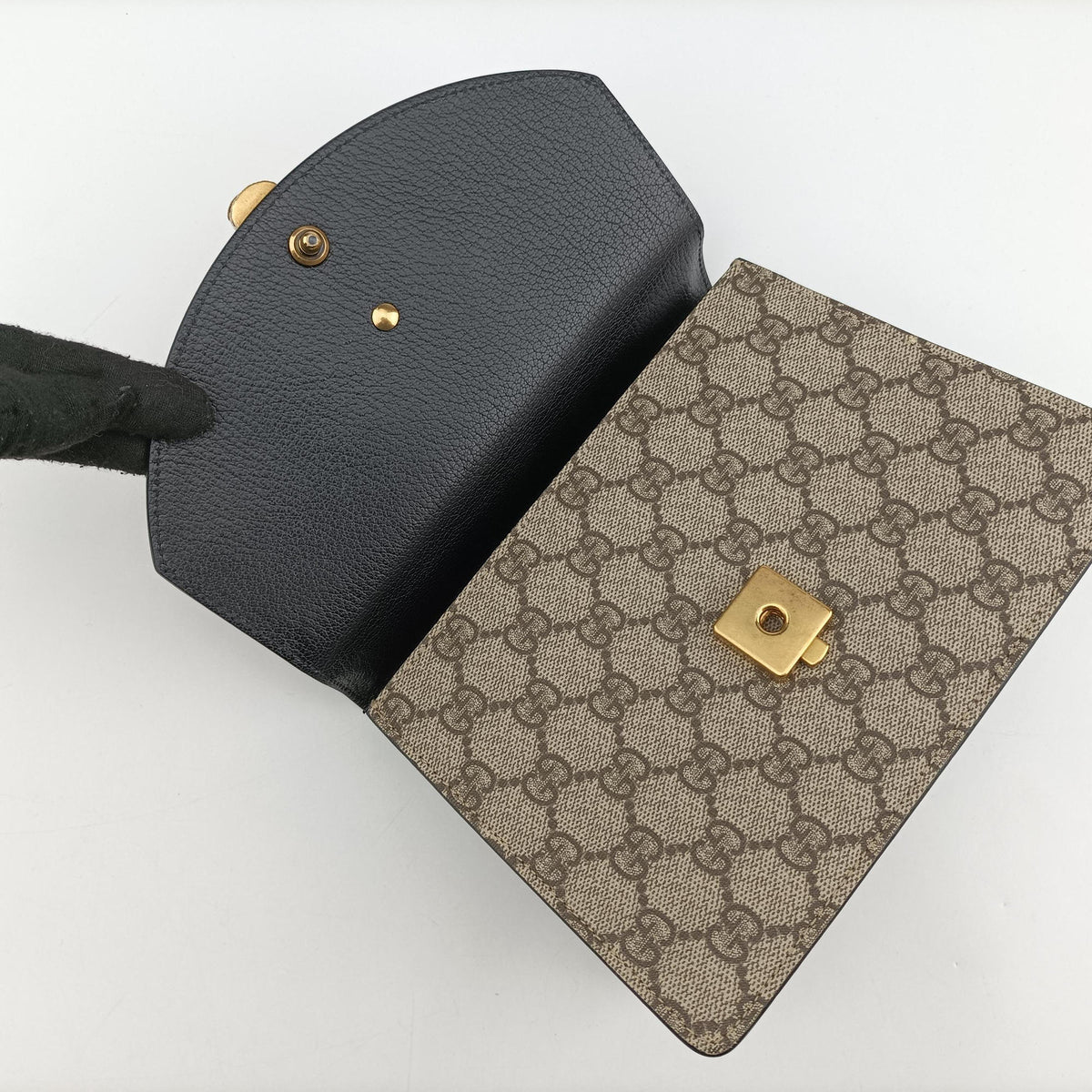 Vintage Gucci Fox Brooch Bamboo Beige×Multicolour PVC coated canvas×Leather 466428 shoulderbag | stylenewstar