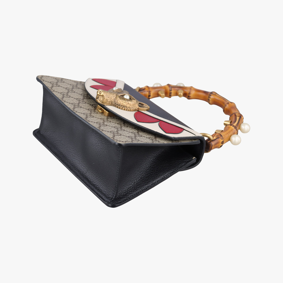 Vintage Gucci Fox Brooch Bamboo Beige×Multicolour PVC coated canvas×Leather 466428 shoulderbag | stylenewstar