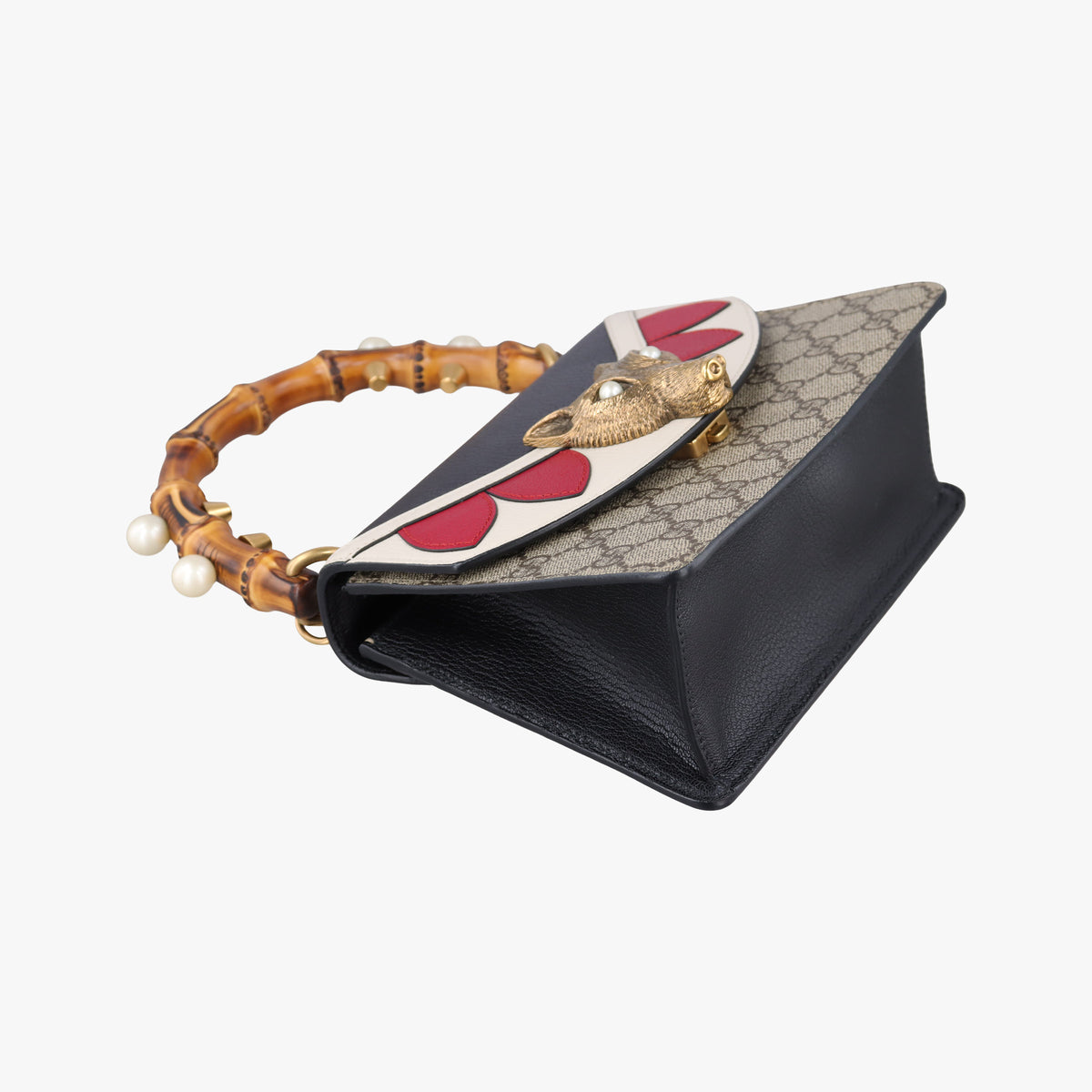 Vintage Gucci Fox Brooch Bamboo Beige×Multicolour PVC coated canvas×Leather 466428 shoulderbag | stylenewstar
