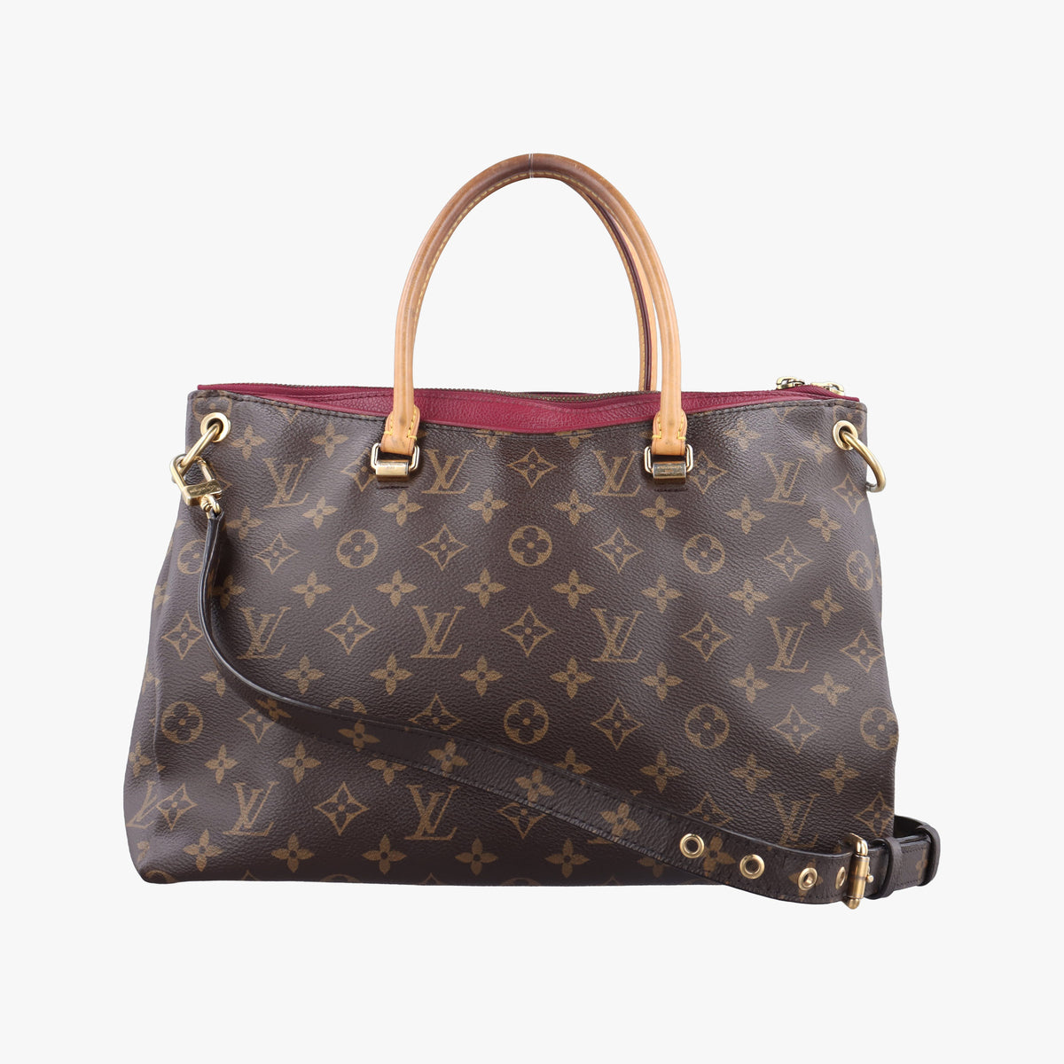 Secondhand Louis Vuitton PALLAS brown×Bordeaux Monogram Canvas×calf leather M40906 shoulderbag | stylenewstar