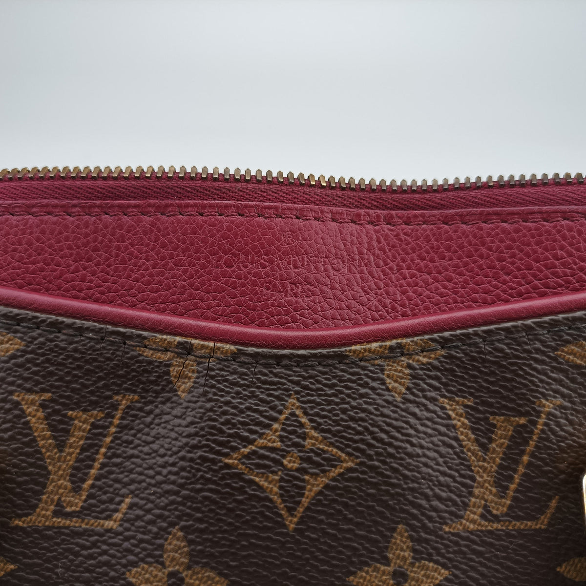 Secondhand Louis Vuitton PALLAS brown×Bordeaux Monogram Canvas×calf leather M40906 shoulderbag | stylenewstar