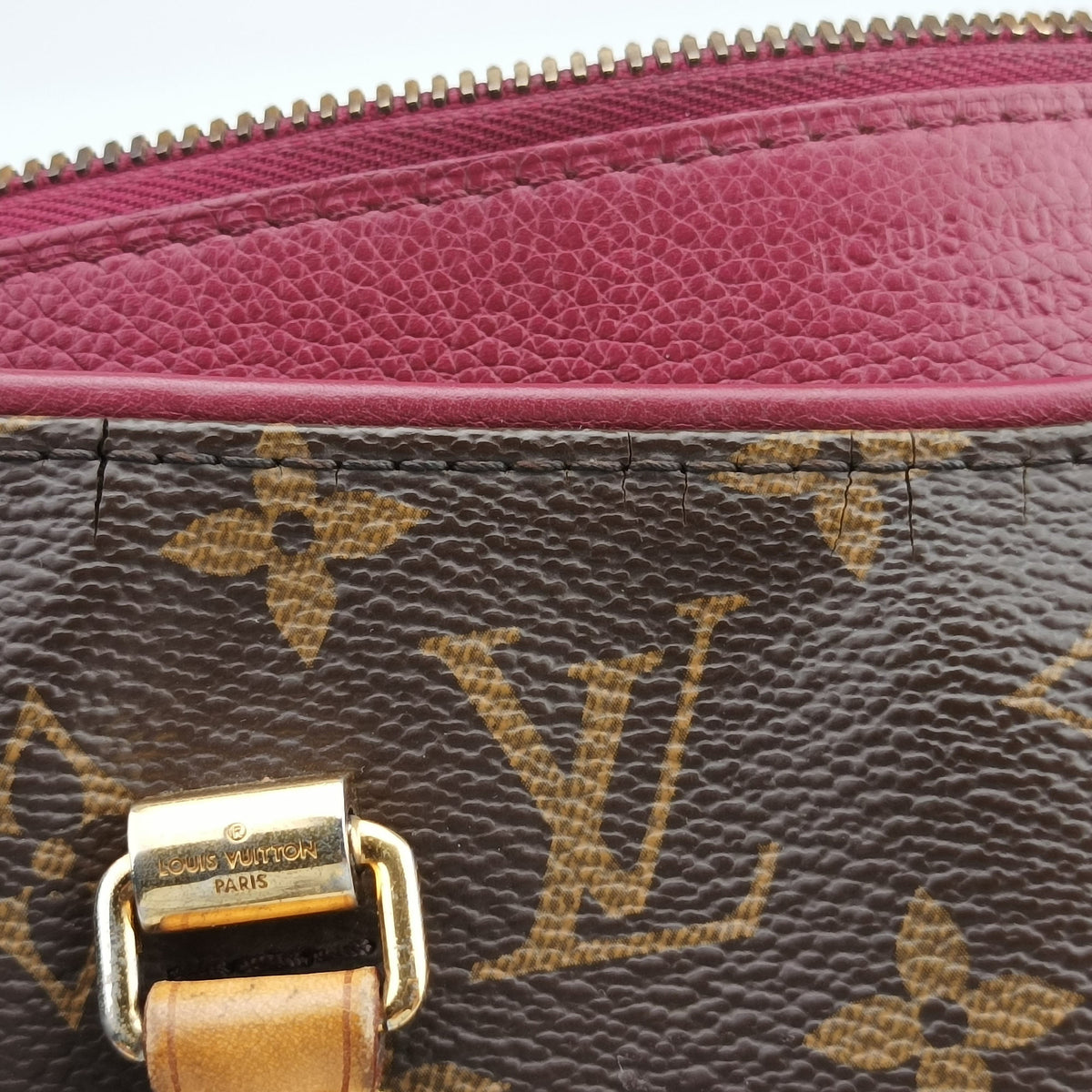 Secondhand Louis Vuitton PALLAS brown×Bordeaux Monogram Canvas×calf leather M40906 shoulderbag | stylenewstar