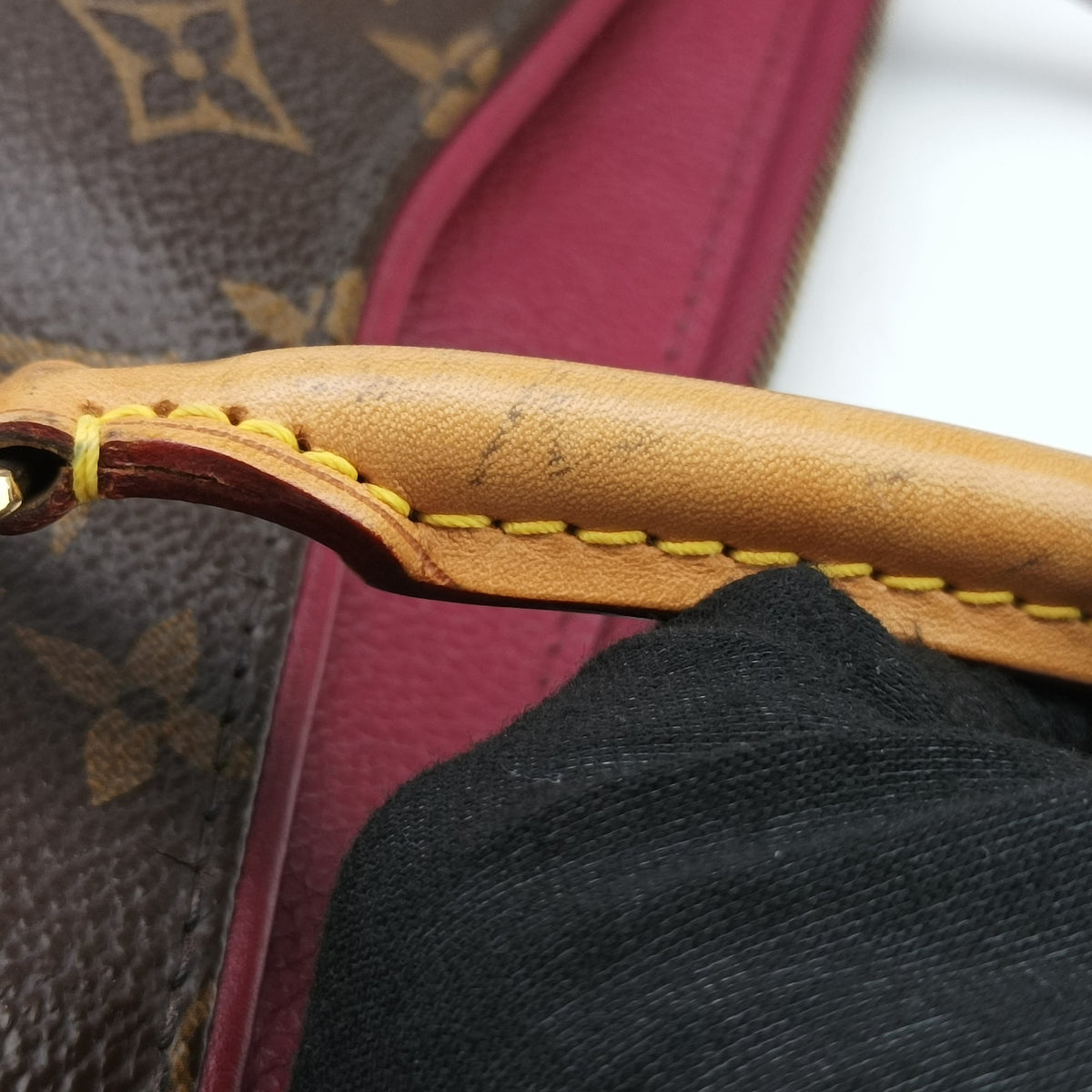 Secondhand Louis Vuitton PALLAS brown×Bordeaux Monogram Canvas×calf leather M40906 shoulderbag | stylenewstar