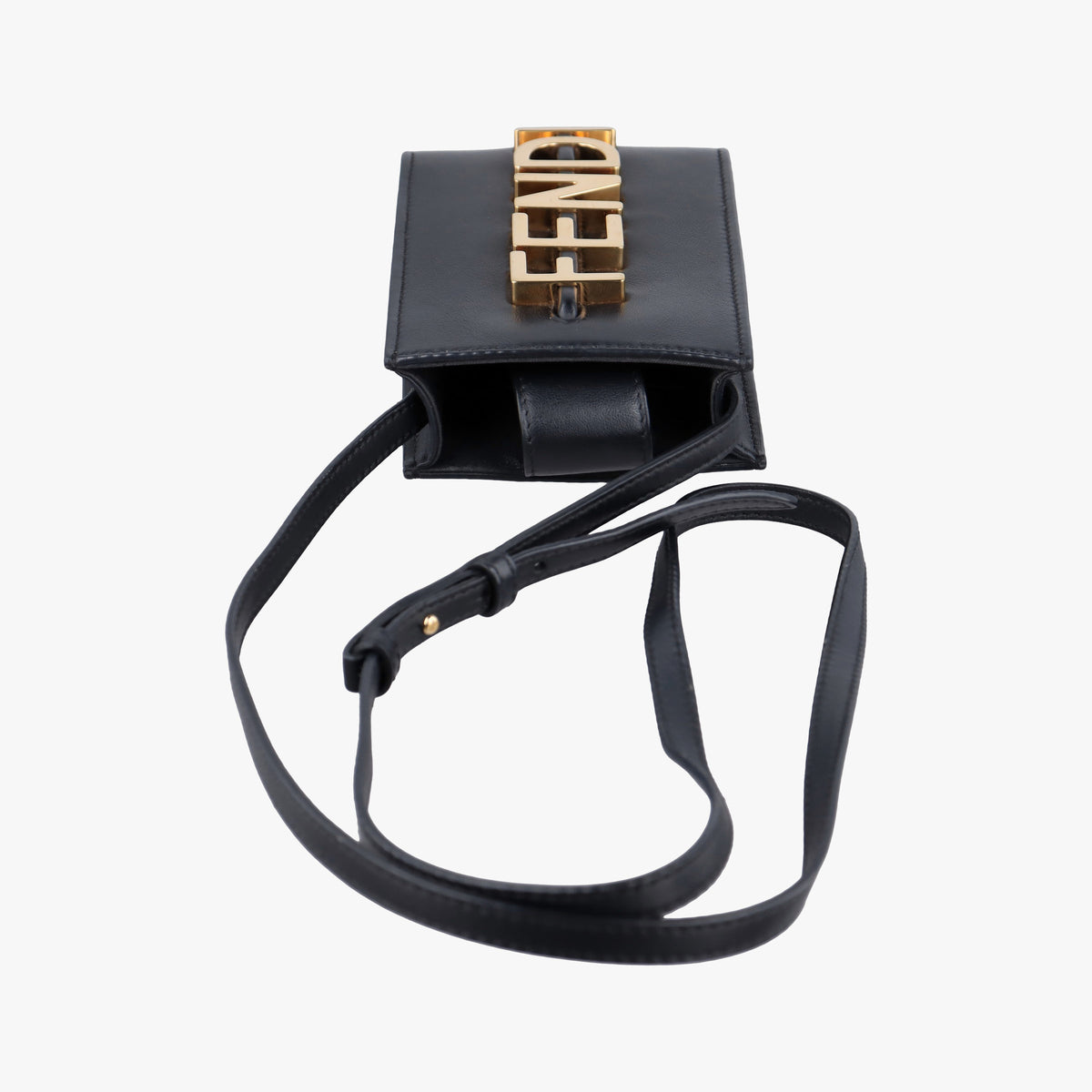Secondhand Fendi Phone Pouch Black Leather 7AS192 shoulderbag | stylenewstar