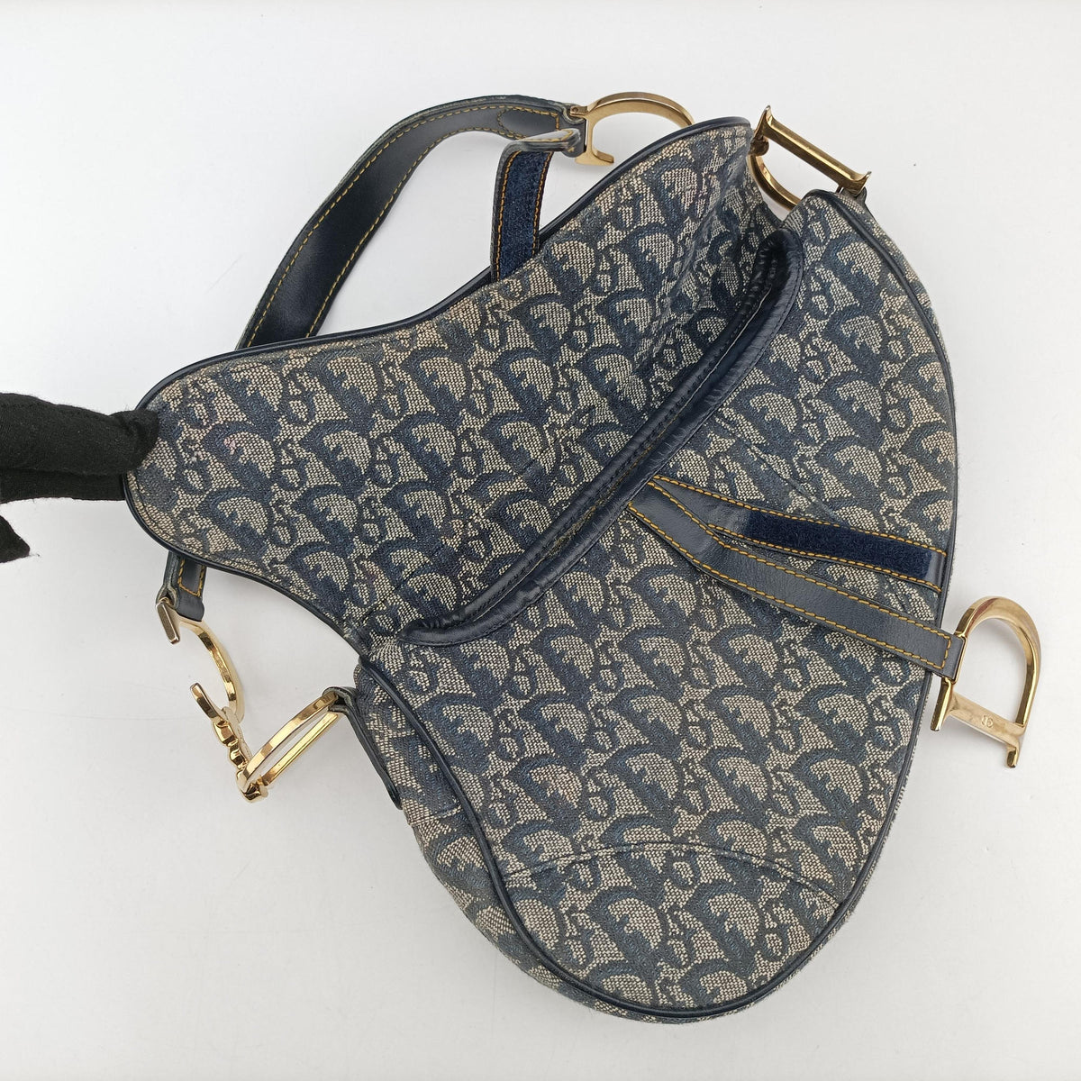 Pre-owned Christian Dior Saddle Navy Jacquard  shoulderbag | stylenewstar