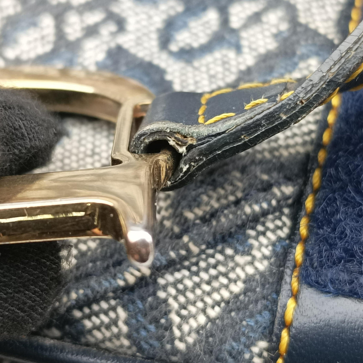 Pre-owned Christian Dior Saddle Navy Jacquard  shoulderbag | stylenewstar
