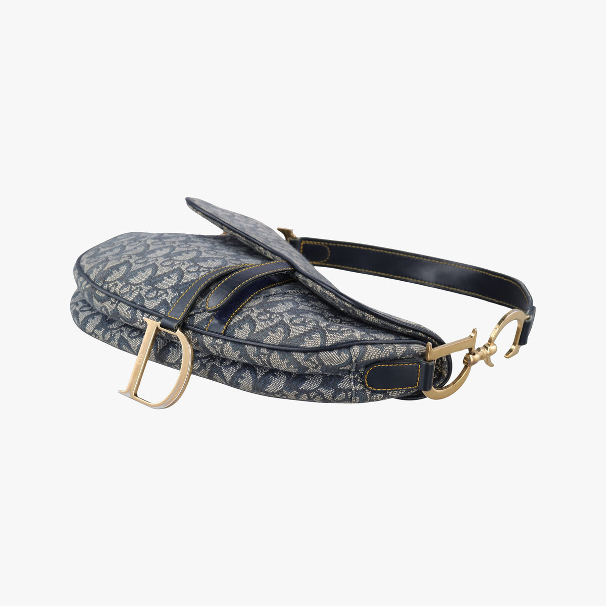 Pre-owned Christian Dior Saddle Navy Jacquard  shoulderbag | stylenewstar