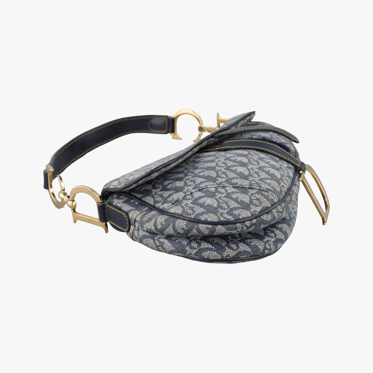 Pre-owned Christian Dior Saddle Navy Jacquard  shoulderbag | stylenewstar