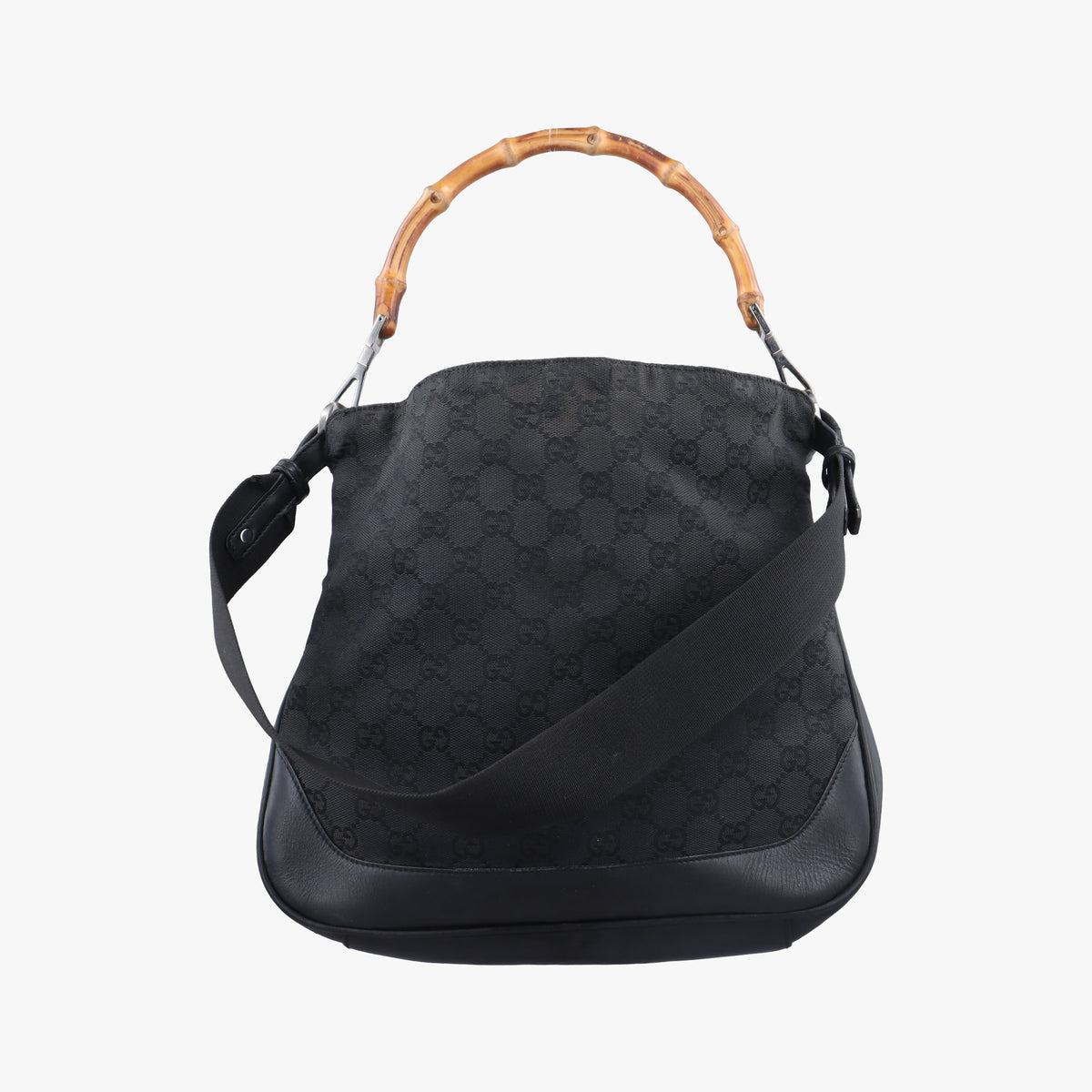 Pre-owned Gucci Bamboo GG Canvas Black canvas×leather 001-40 shoulderbag | stylenewstar
