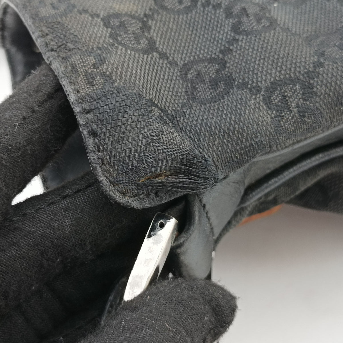Pre-owned Gucci Bamboo GG Canvas Black canvas×leather 001-40 shoulderbag | stylenewstar