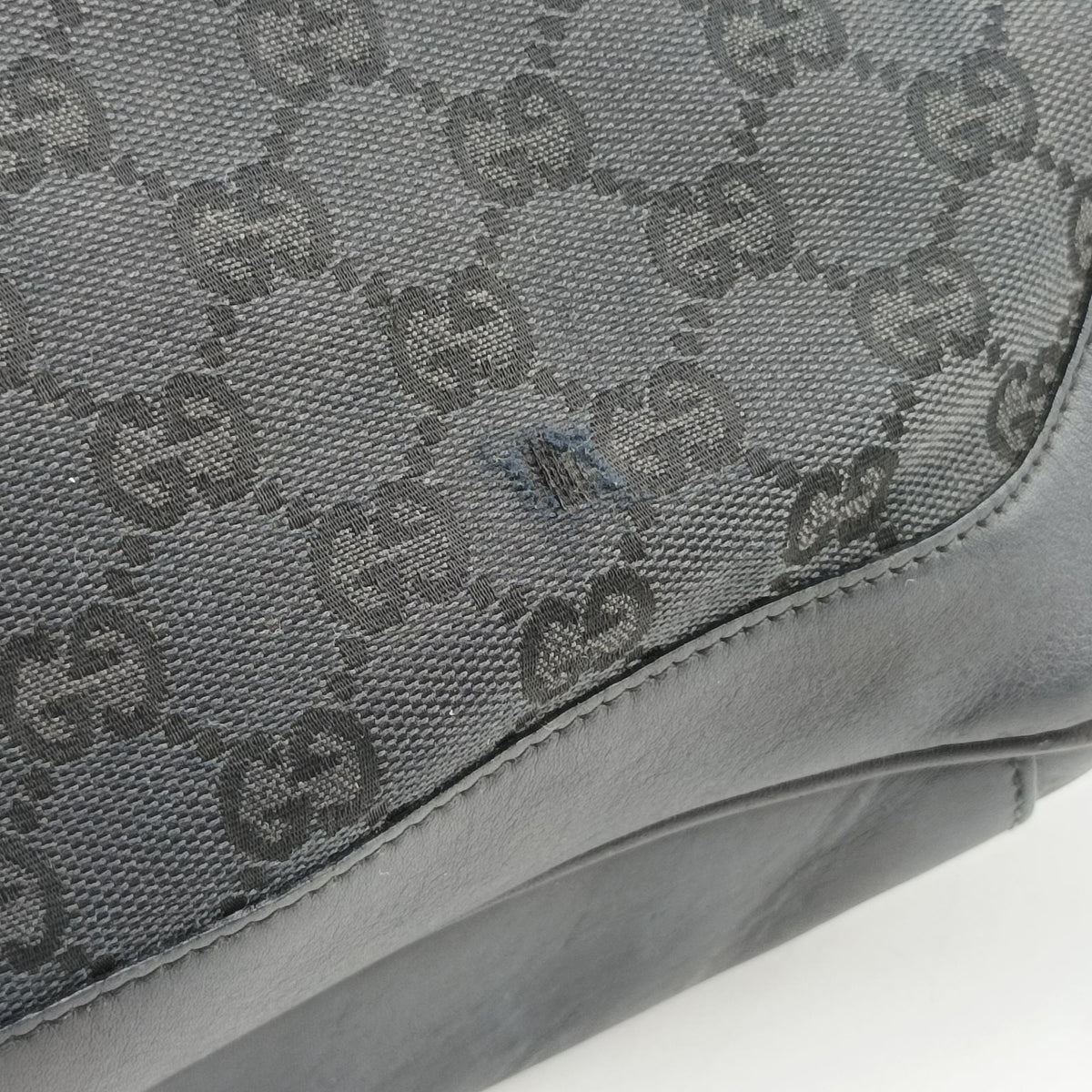Pre-owned Gucci Bamboo GG Canvas Black canvas×leather 001-40 shoulderbag | stylenewstar