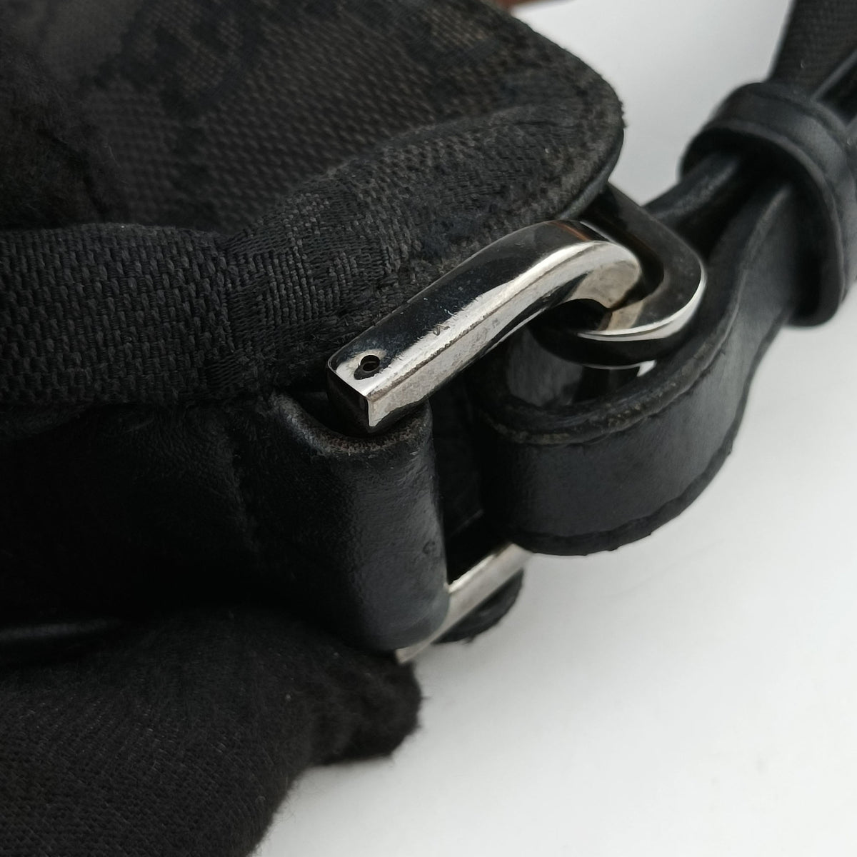 Pre-owned Gucci Bamboo GG Canvas Black canvas×leather 001-40 shoulderbag | stylenewstar