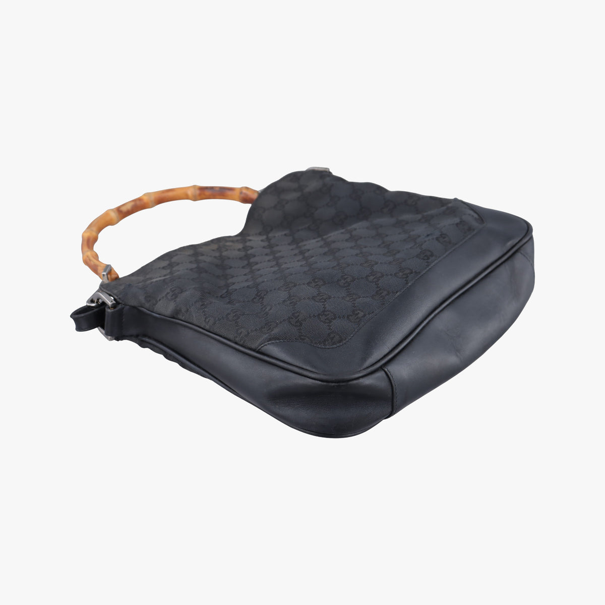 Pre-owned Gucci Bamboo GG Canvas Black canvas×leather 001-40 shoulderbag | stylenewstar
