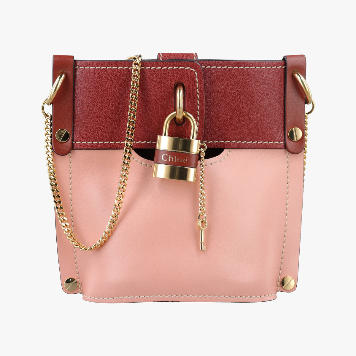 Pre-owned Chloe Aby Pink x Red Leather  shoulderbag | stylenewstar