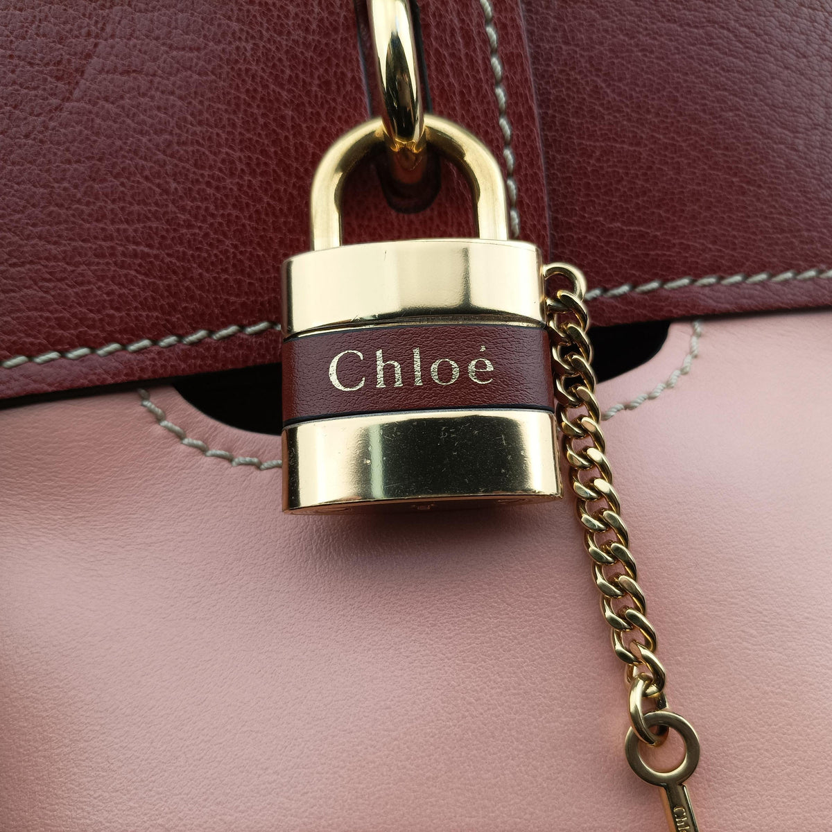Pre-owned Chloe Aby Pink x Red Leather  shoulderbag | stylenewstar