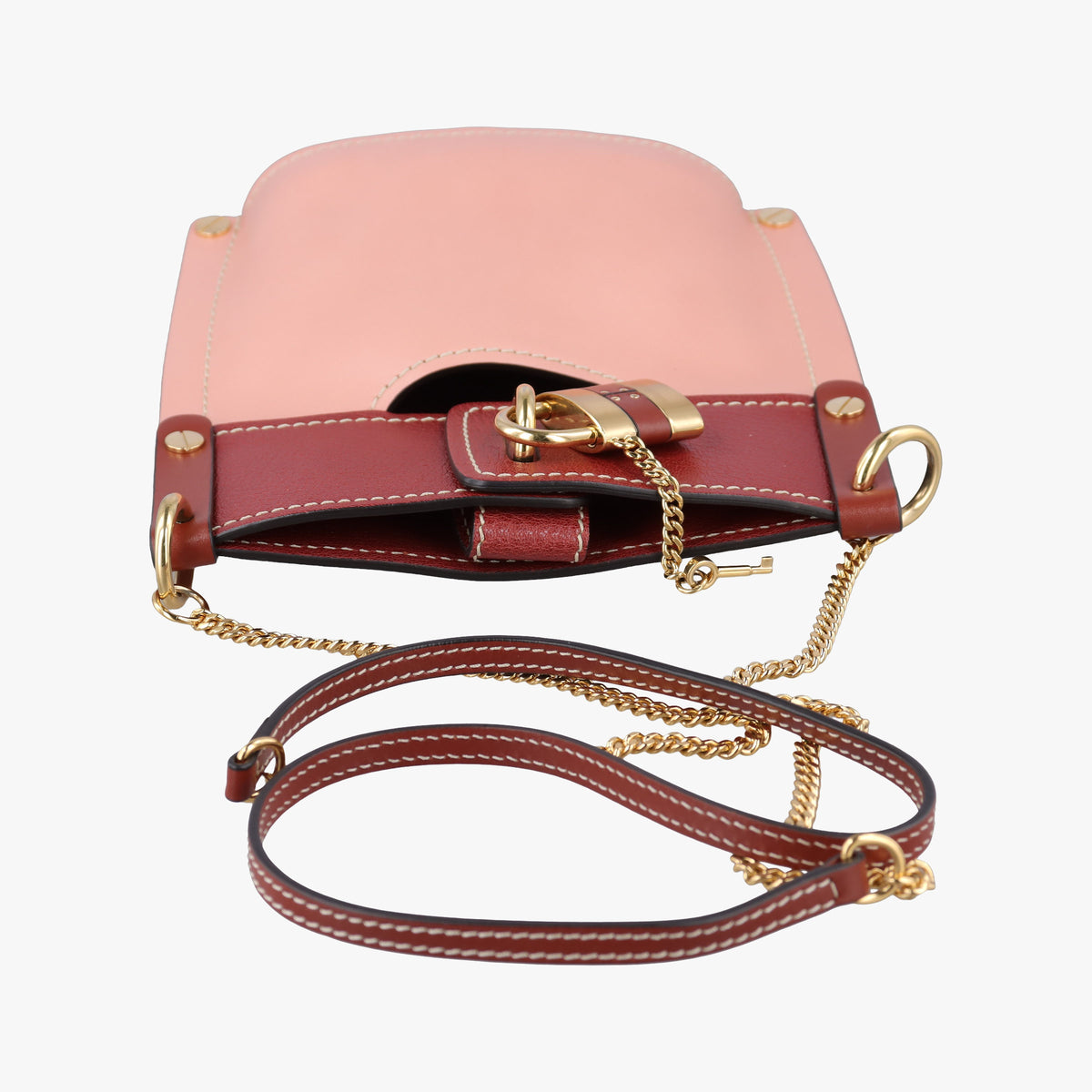 Pre-owned Chloe Aby Pink x Red Leather  shoulderbag | stylenewstar