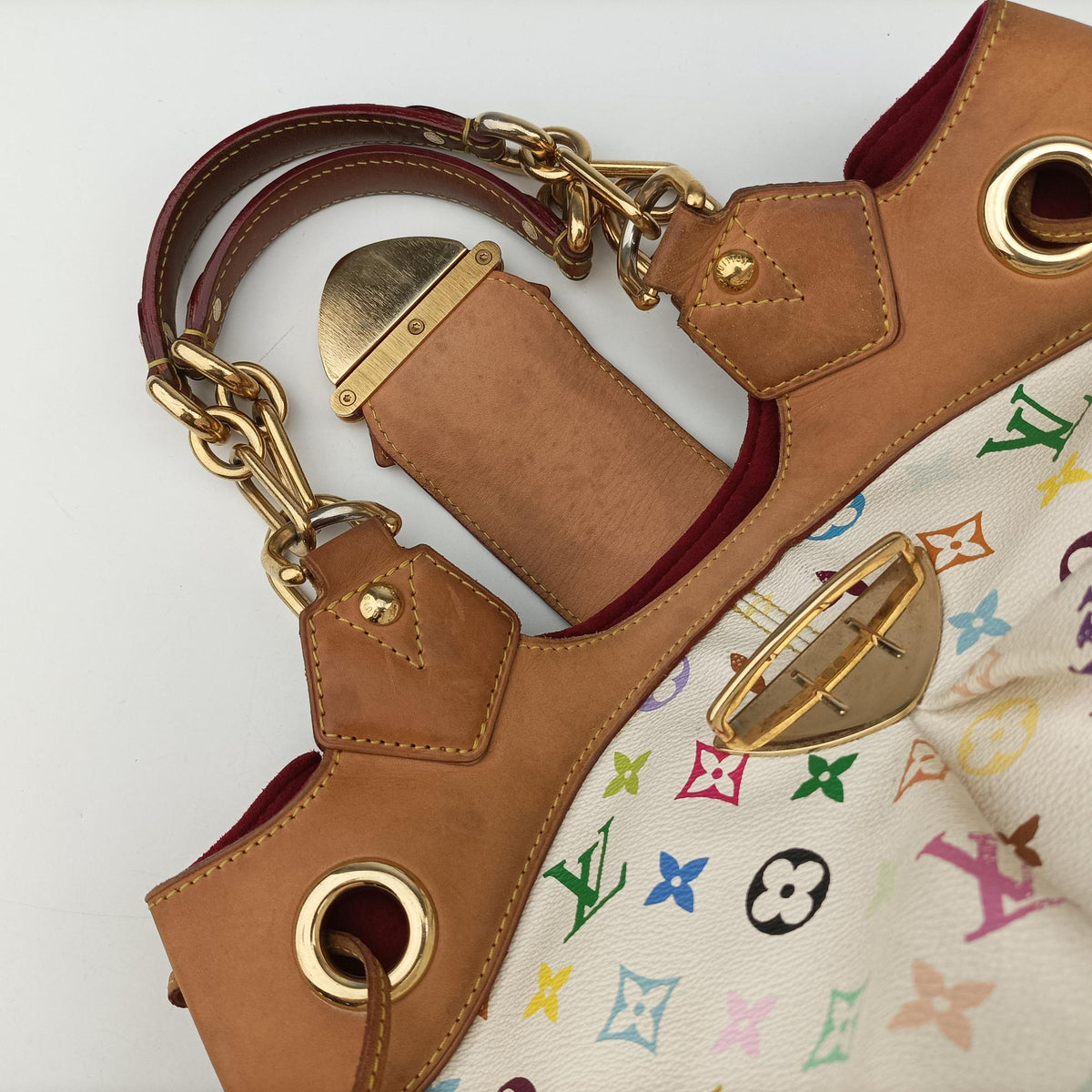 Secondhand Louis Vuitton URSULA white Monogram Multicolor M40123 handbag | stylenewstar