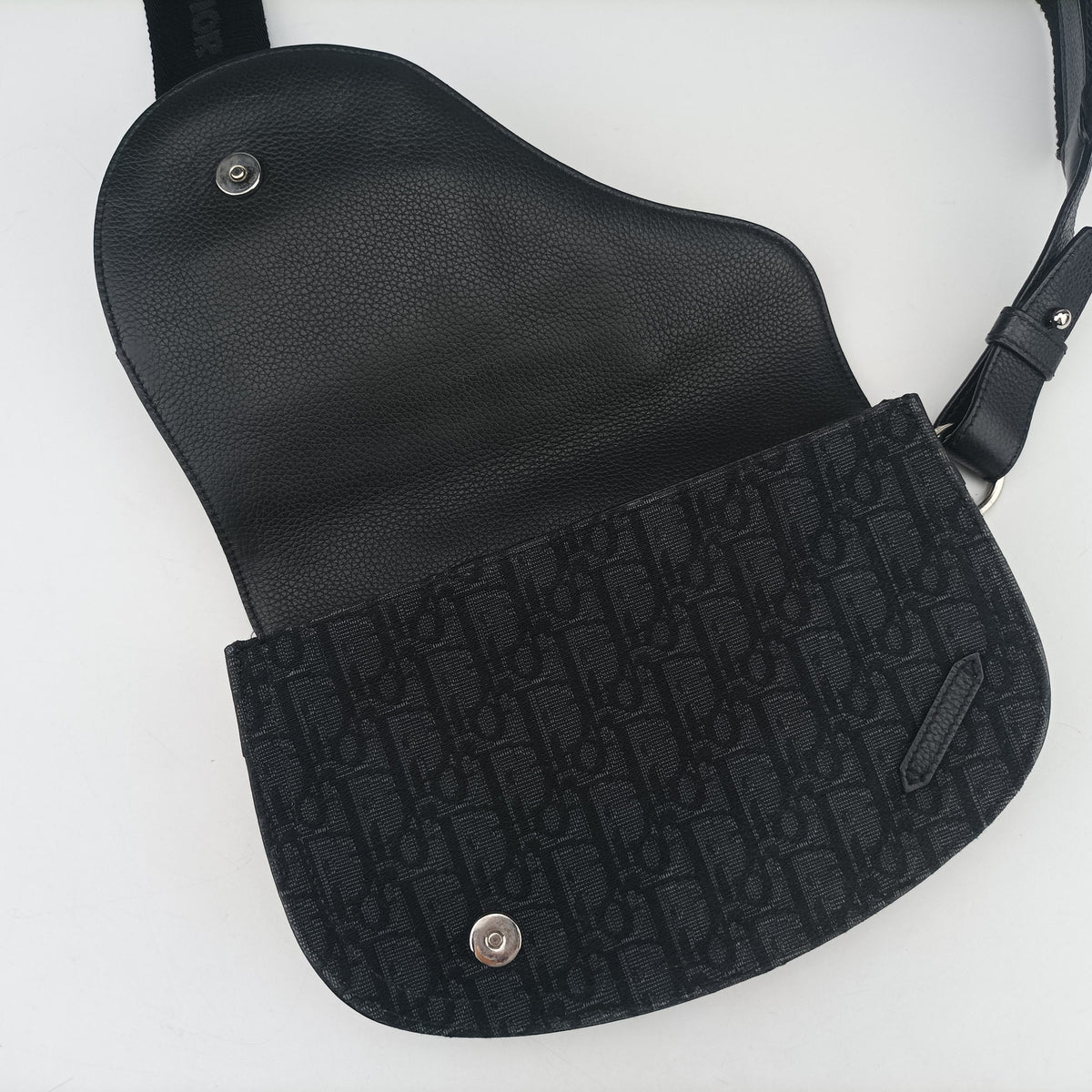 Pre-owned Christian Dior Saddle Black Jacquard  bum bag/waist bag | stylenewstar
