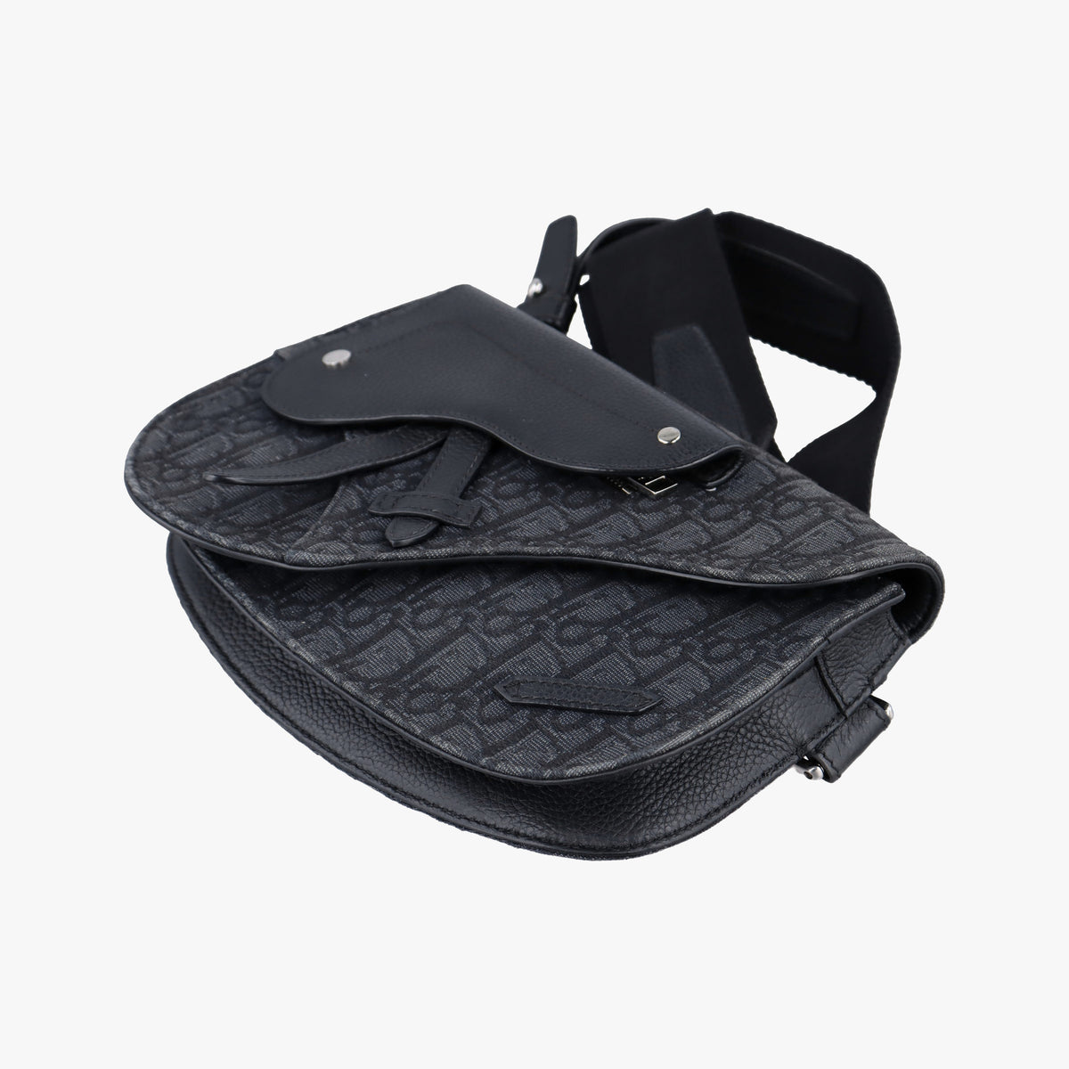 Pre-owned Christian Dior Saddle Black Jacquard  bum bag/waist bag | stylenewstar