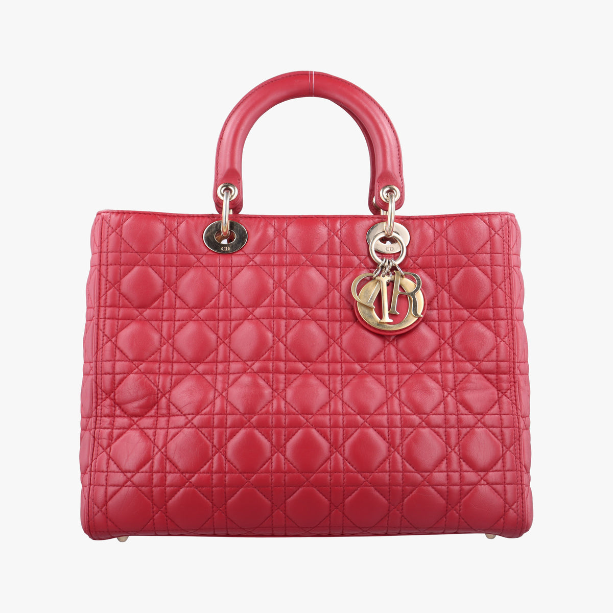 Pre-owned Christian Dior Lady Dior Red lambskin  handbag | stylenewstar