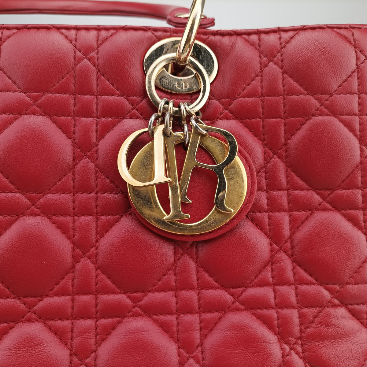 Pre-owned Christian Dior Lady Dior Red lambskin  handbag | stylenewstar