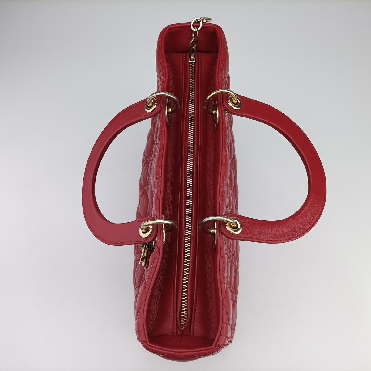 Pre-owned Christian Dior Lady Dior Red lambskin  handbag | stylenewstar