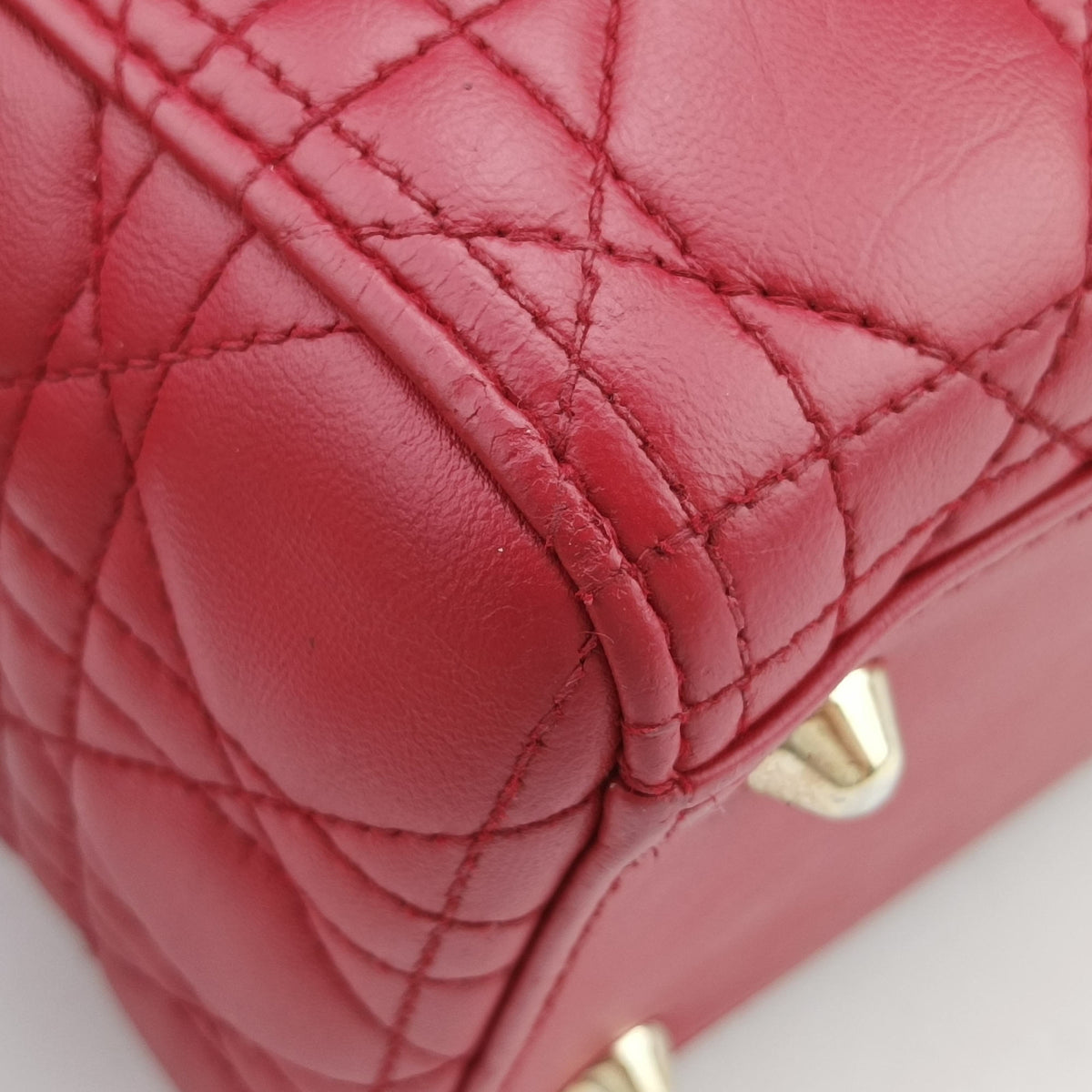 Pre-owned Christian Dior Lady Dior Red lambskin  handbag | stylenewstar