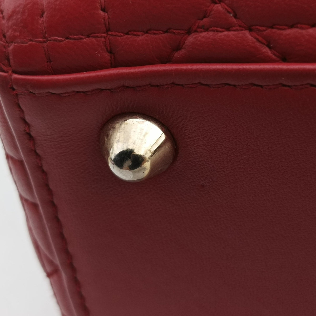Pre-owned Christian Dior Lady Dior Red lambskin  handbag | stylenewstar