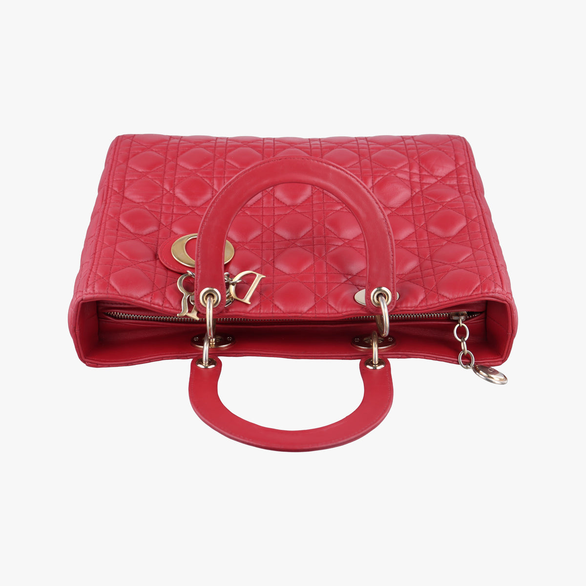 Pre-owned Christian Dior Lady Dior Red lambskin  handbag | stylenewstar