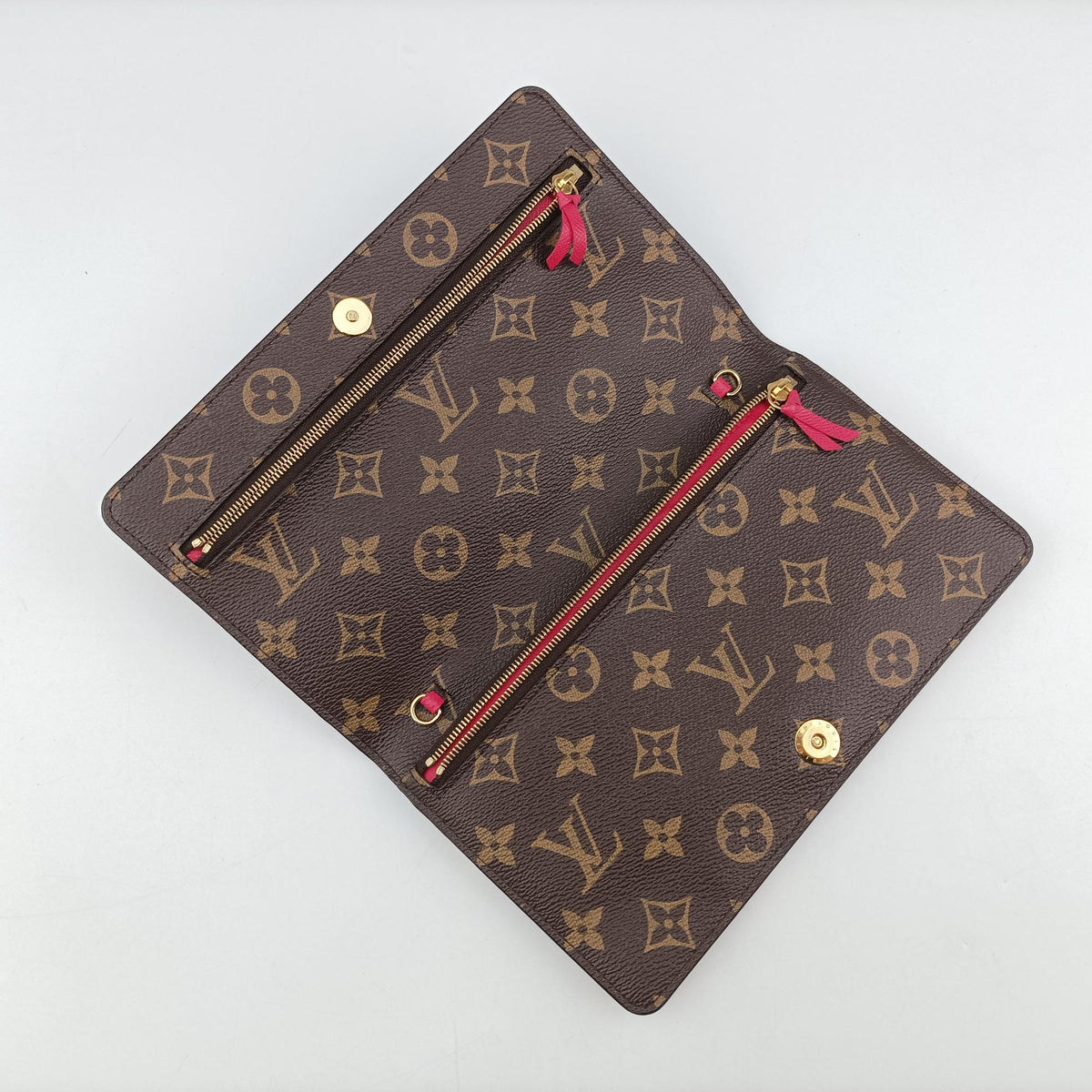 Secondhand Louis Vuitton Pochette Weekend brown×Fuchsia Pink Monogram Canvas M62456 shoulderbag | stylenewstar
