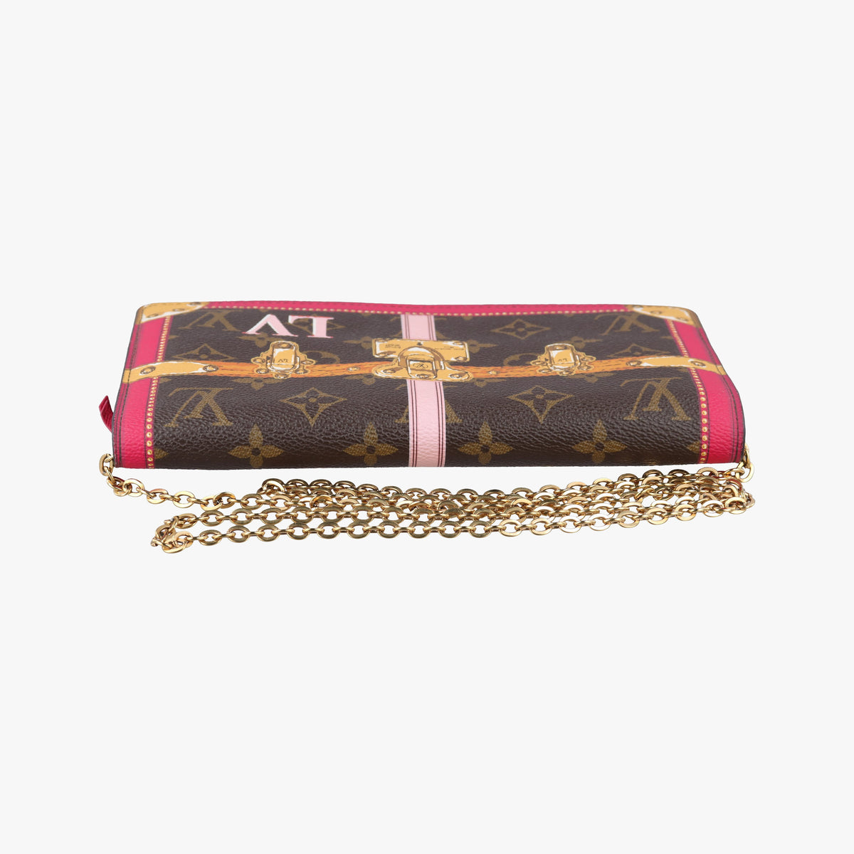Secondhand Louis Vuitton Pochette Weekend brown×Fuchsia Pink Monogram Canvas M62456 shoulderbag | stylenewstar