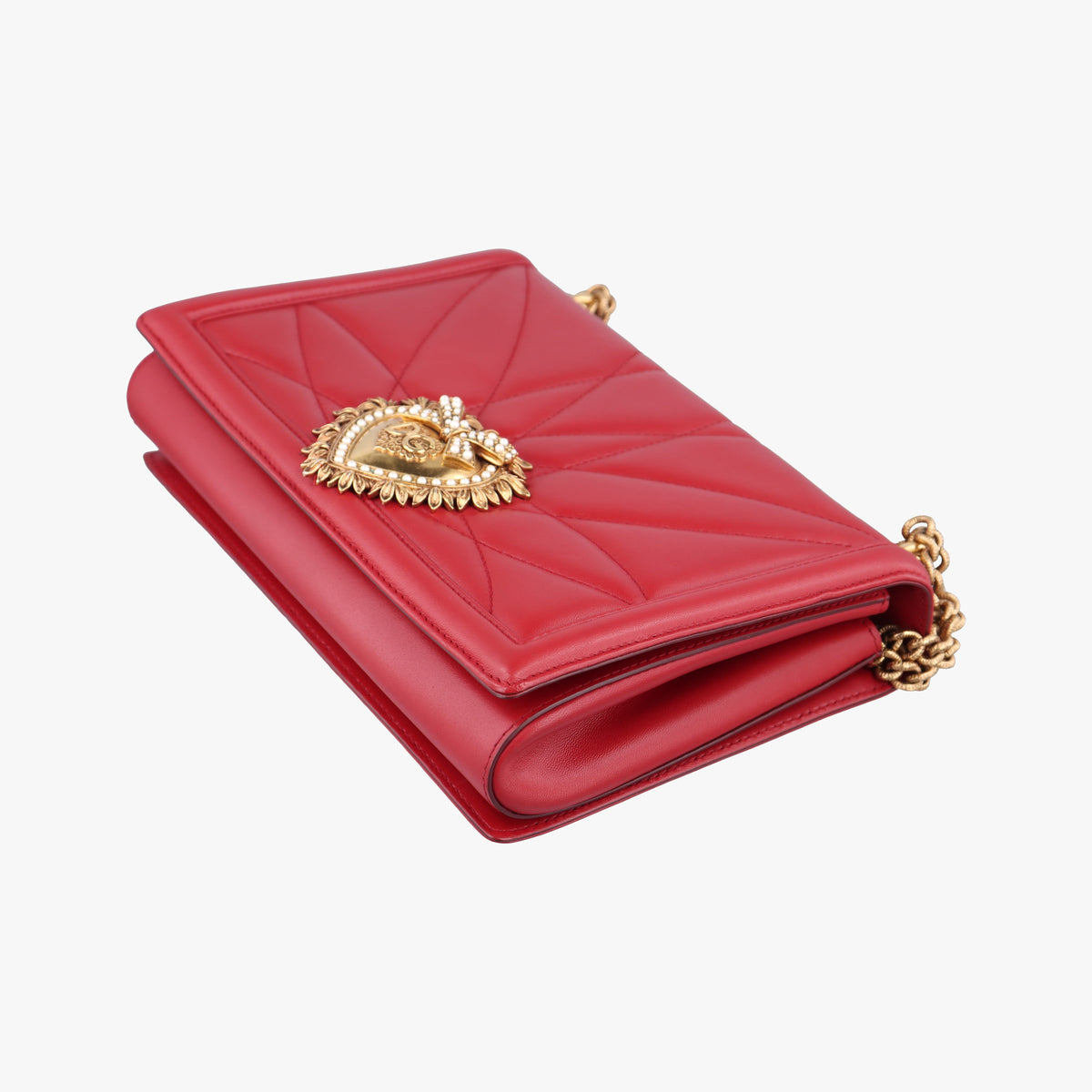 Pre-owned Dolce & Gabbana Devotion Red Leather  shoulderbag | stylenewstar