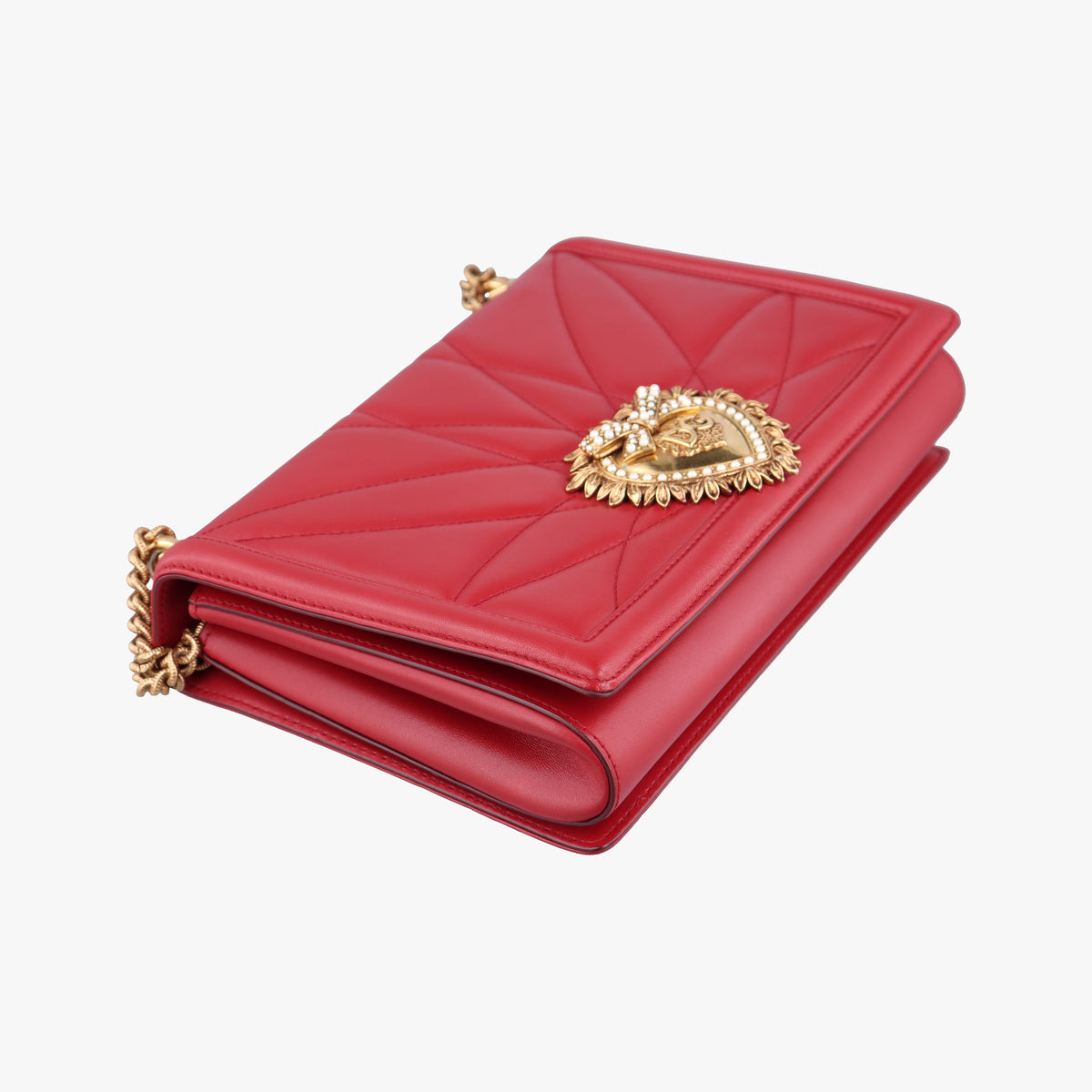 Pre-owned Dolce & Gabbana Devotion Red Leather  shoulderbag | stylenewstar