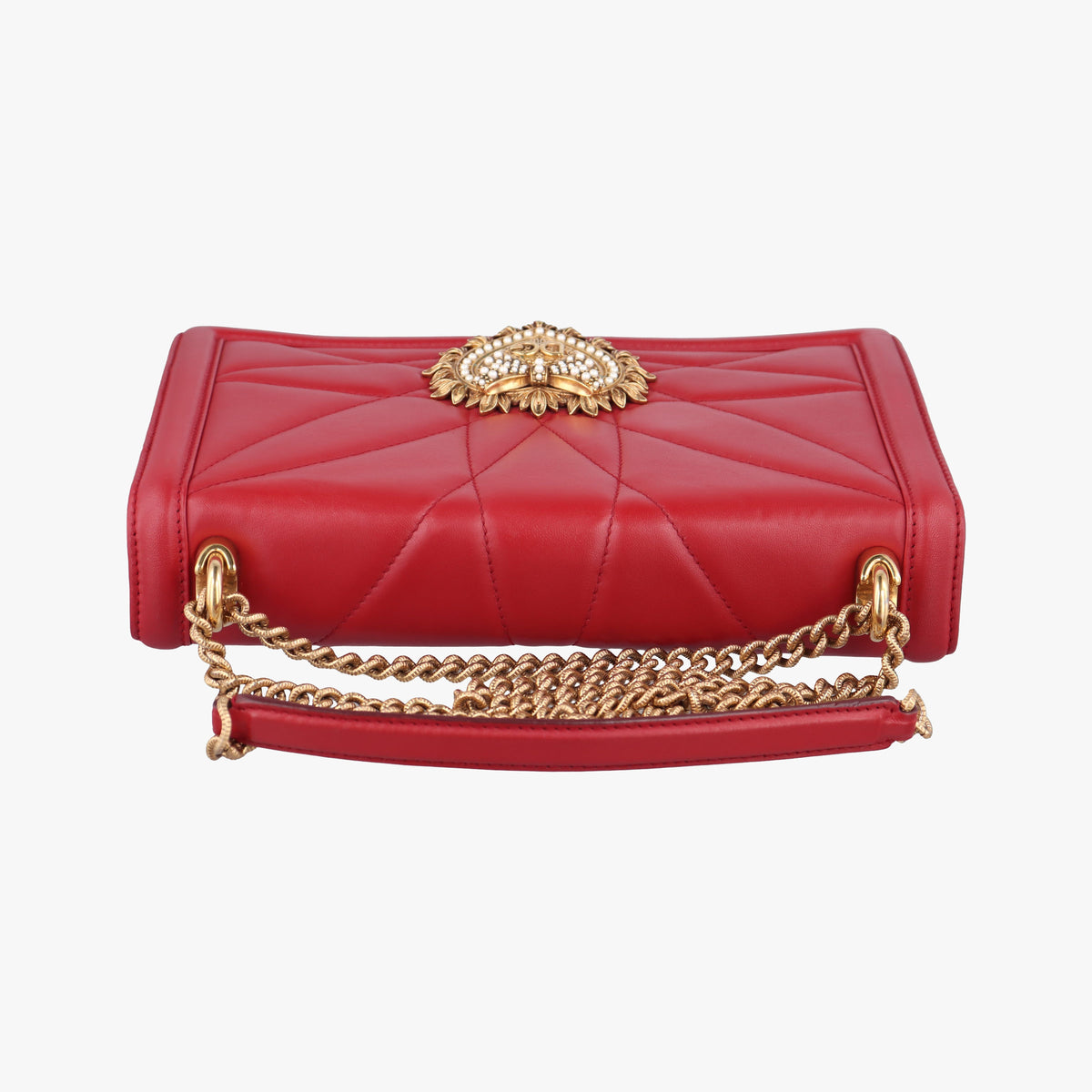 Pre-owned Dolce & Gabbana Devotion Red Leather  shoulderbag | stylenewstar