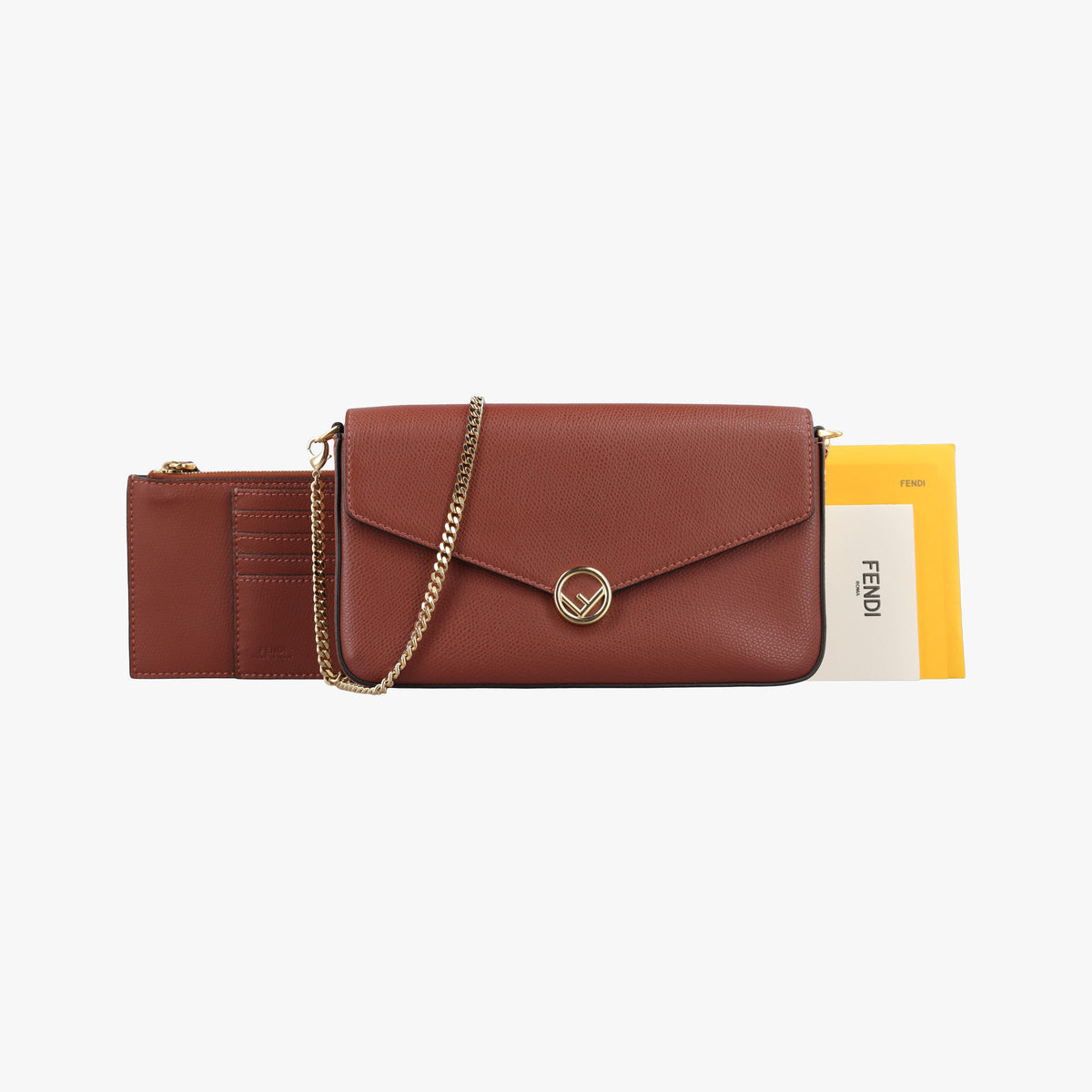 Pre-owned Fendi Kan I F Brown Leather 8BS032 shoulderbag | stylenewstar