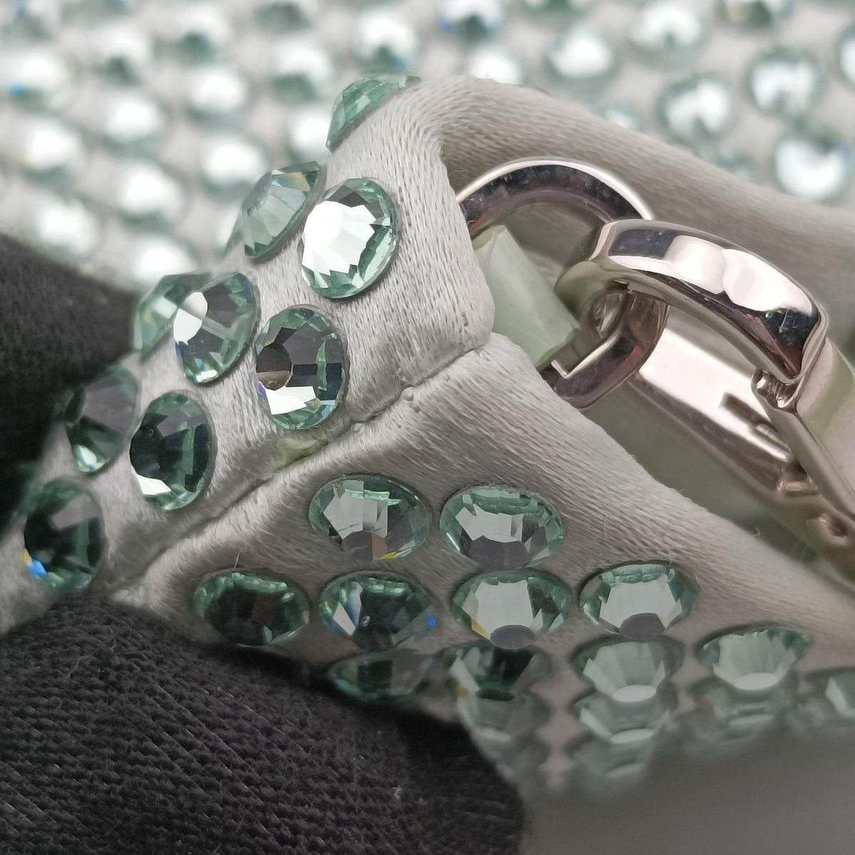 Vintage Prada Rosa Satin Crystal Mini Tote Green Rhinestone 1BA253 shoulderbag | stylenewstar