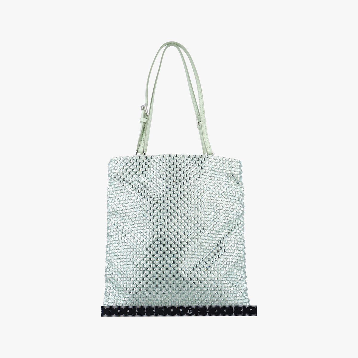 Vintage Prada Rosa Satin Crystal Mini Tote Green Rhinestone 1BA253 shoulderbag | stylenewstar