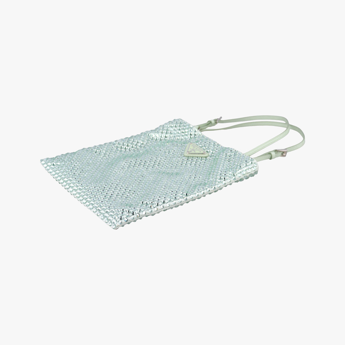 Vintage Prada Rosa Satin Crystal Mini Tote Green Rhinestone 1BA253 shoulderbag | stylenewstar