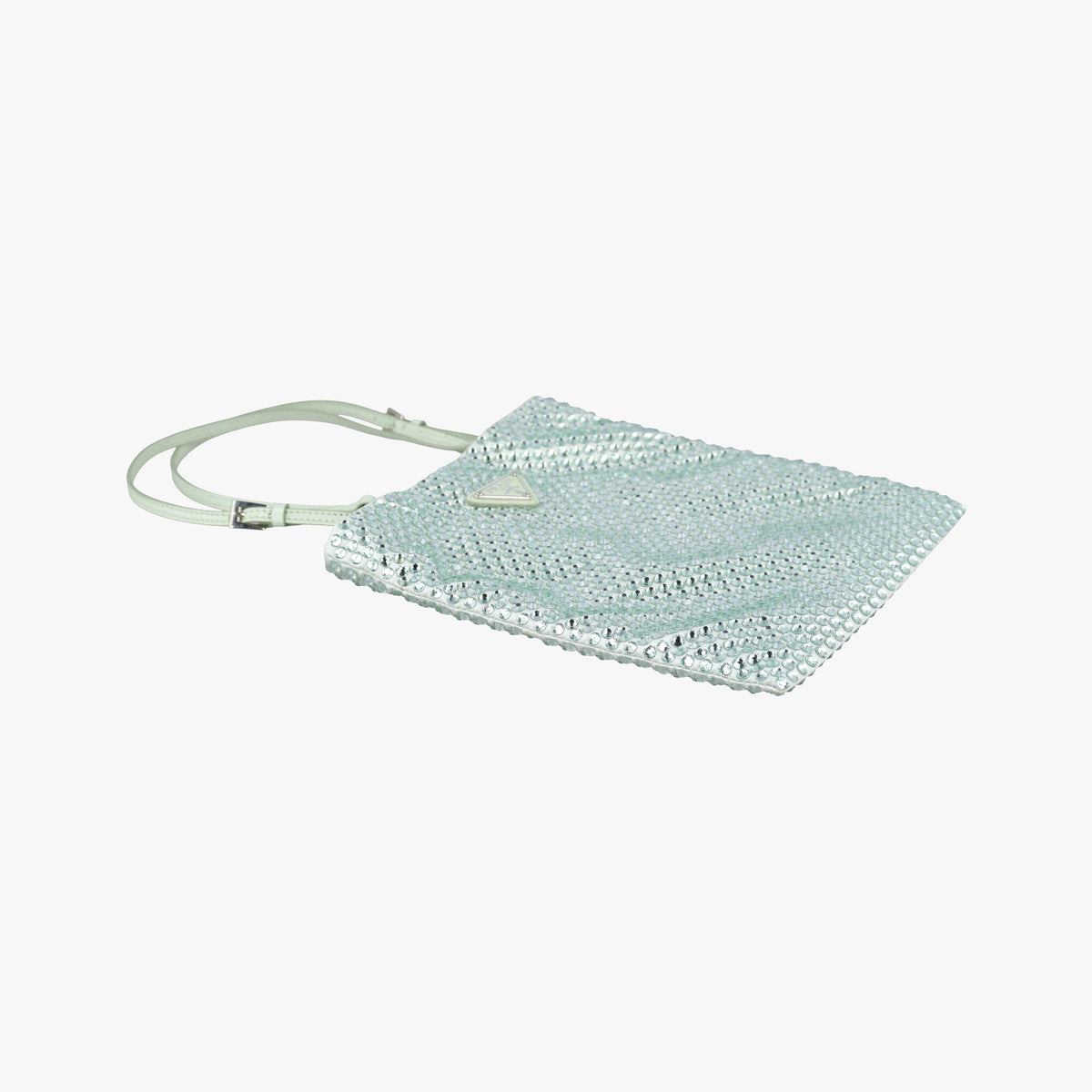 Vintage Prada Rosa Satin Crystal Mini Tote Green Rhinestone 1BA253 shoulderbag | stylenewstar