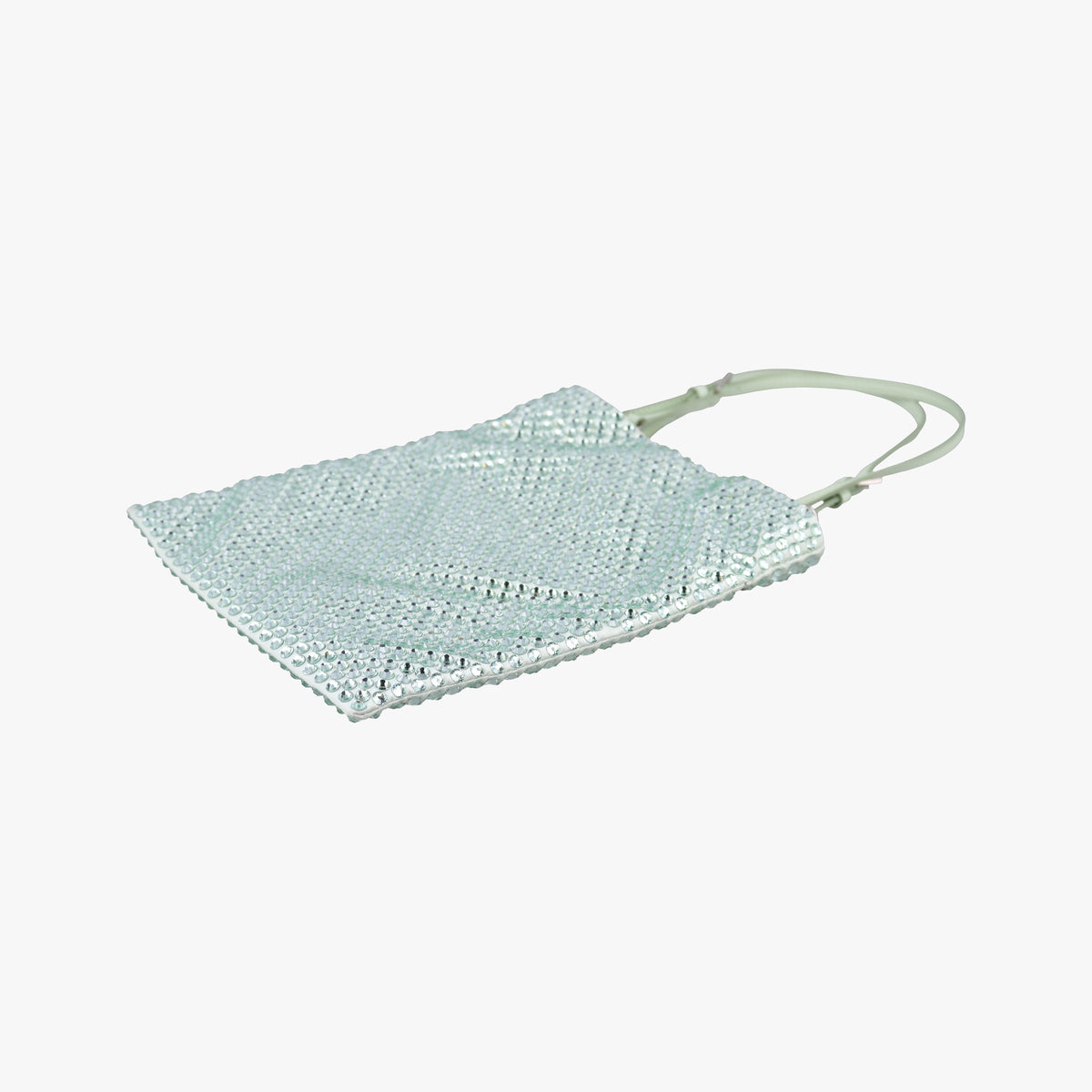 Vintage Prada Rosa Satin Crystal Mini Tote Green Rhinestone 1BA253 shoulderbag | stylenewstar