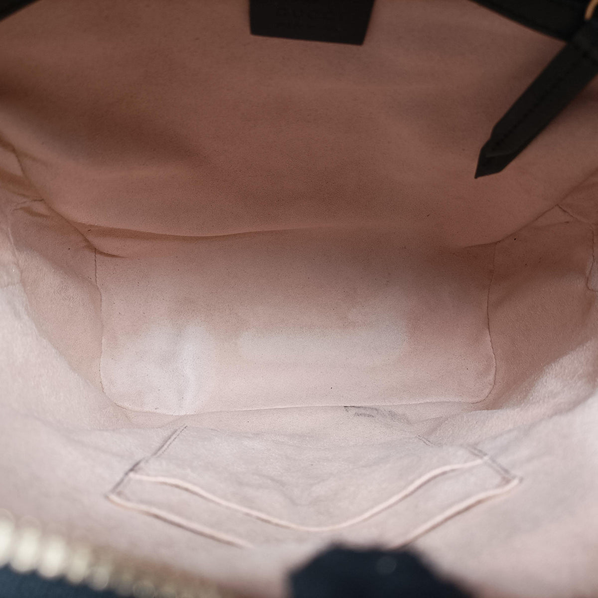 Pre-owned Gucci Bee GG Supreme beige×black PVC coated canvas×leather 427042 backpack/rucksack | stylenewstar