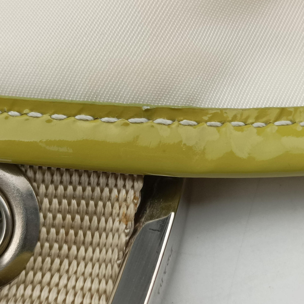 Pre-owned Prada pocket White nylon×Patent 1BD295 shoulderbag | stylenewstar