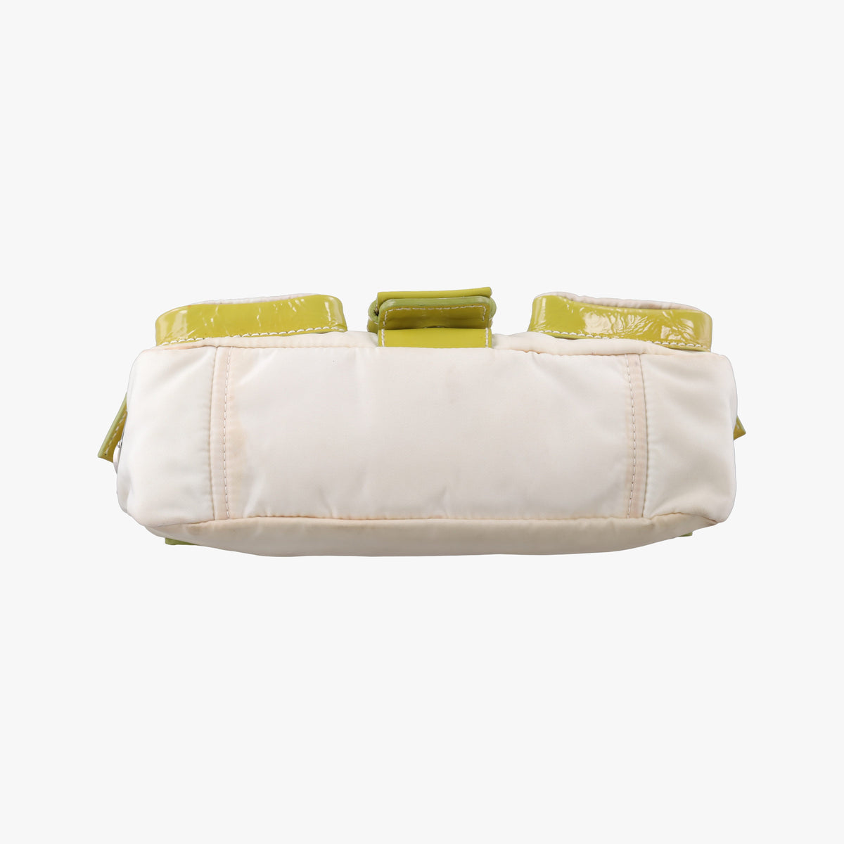 Pre-owned Prada pocket White nylon×Patent 1BD295 shoulderbag | stylenewstar