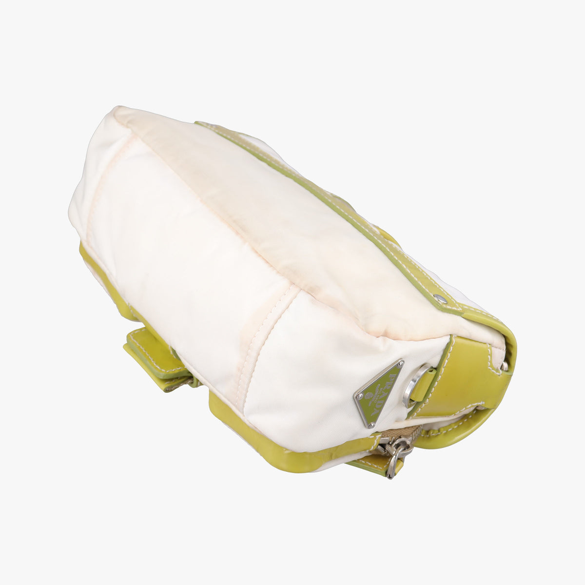 Pre-owned Prada pocket White nylon×Patent 1BD295 shoulderbag | stylenewstar