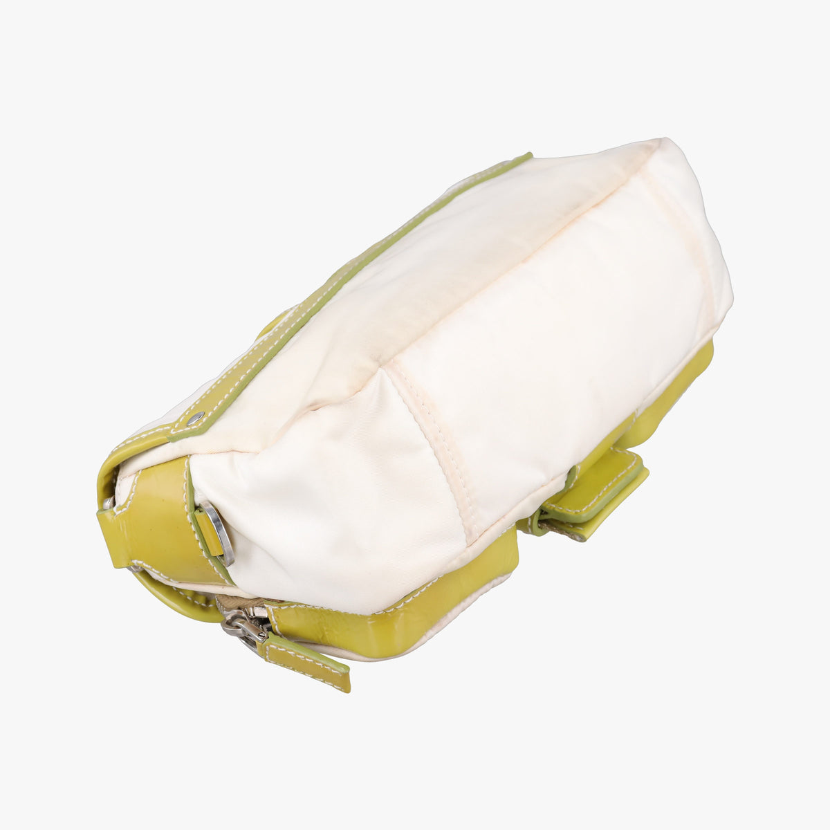 Pre-owned Prada pocket White nylon×Patent 1BD295 shoulderbag | stylenewstar