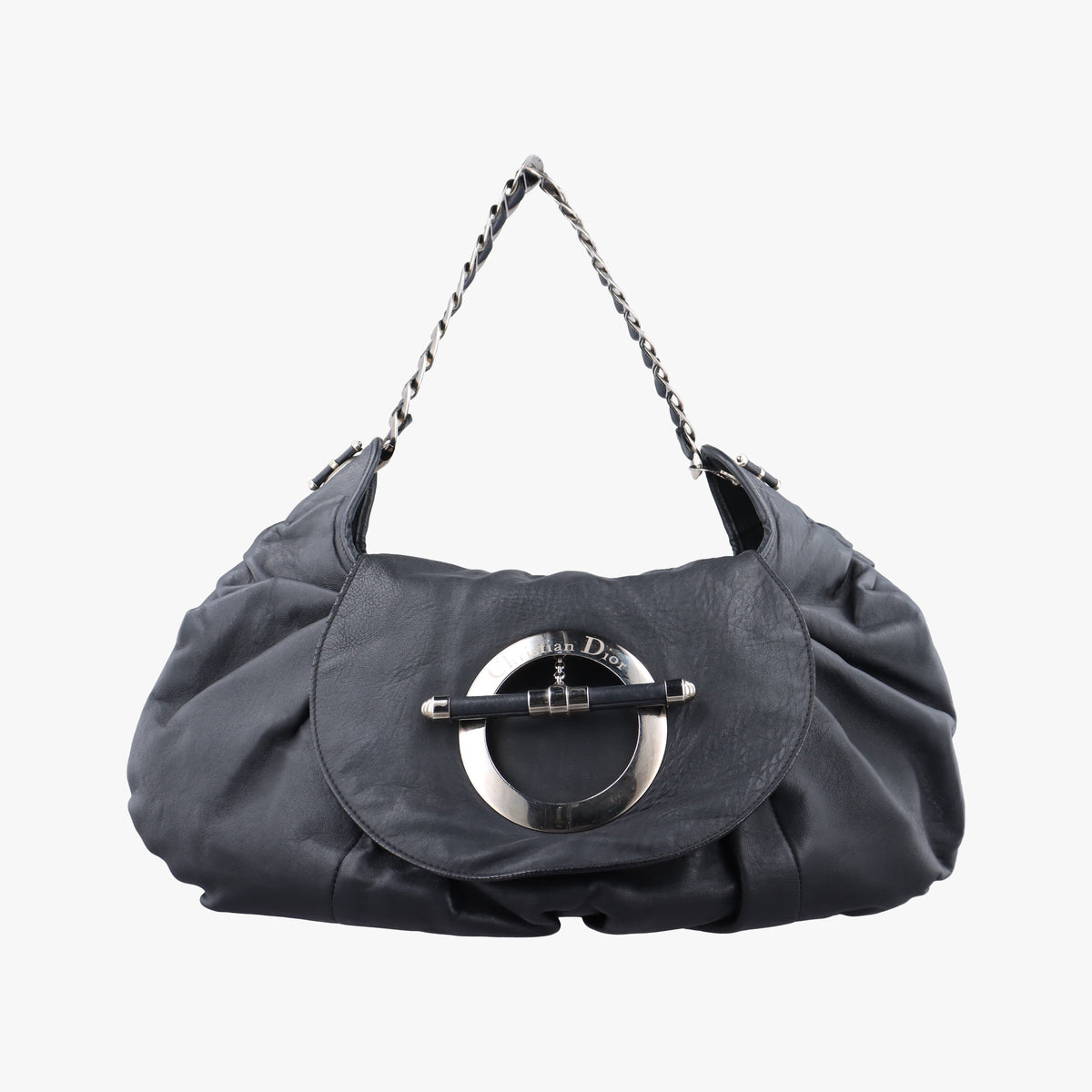Pre-owned Christian Dior Jazz Club Black leather  shoulderbag | stylenewstar