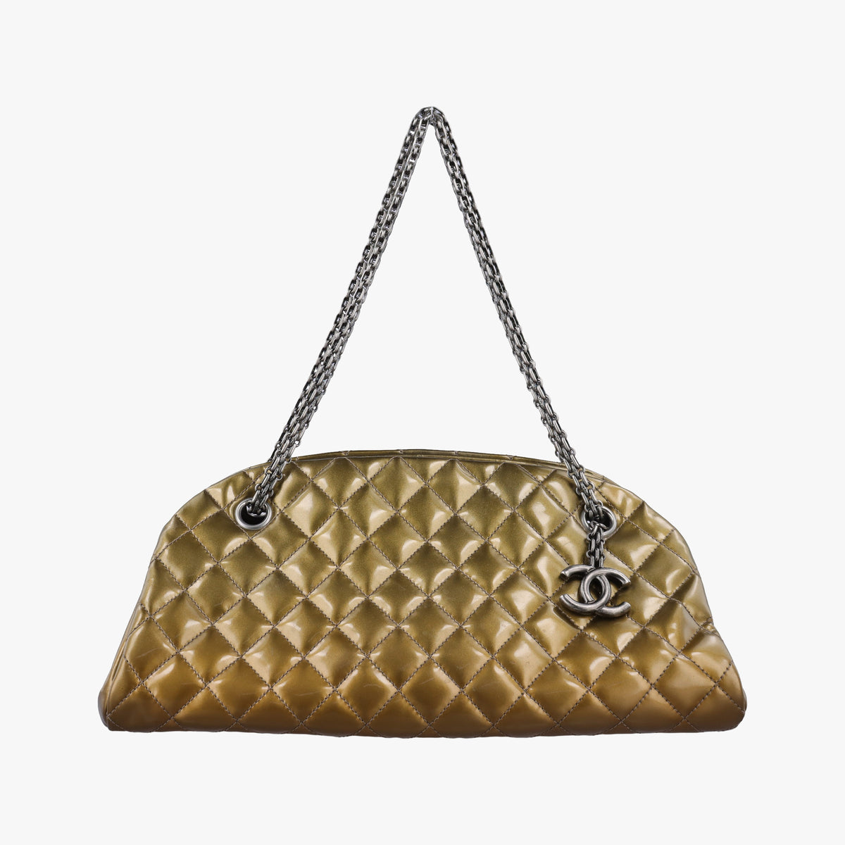 Vintage Chanel Mademoiselle Bowling Golden Patent A50557 shoulderbag | stylenewstar