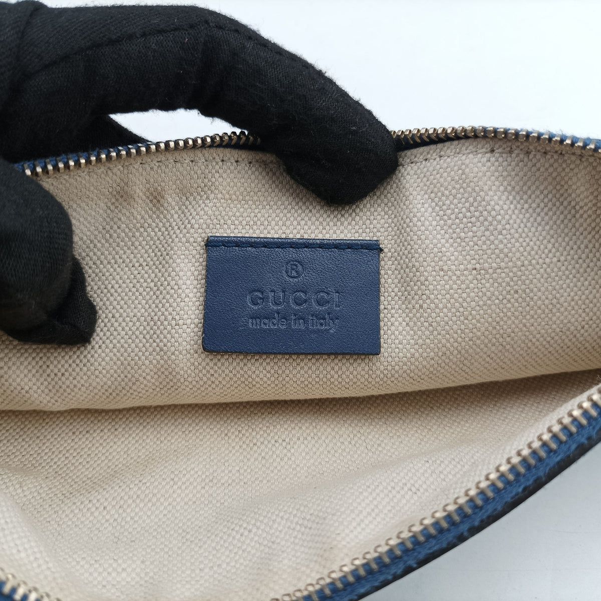 Vintage Gucci GG Craft Beige x Blue Canvas×Leather 247209 handbag | stylenewstar